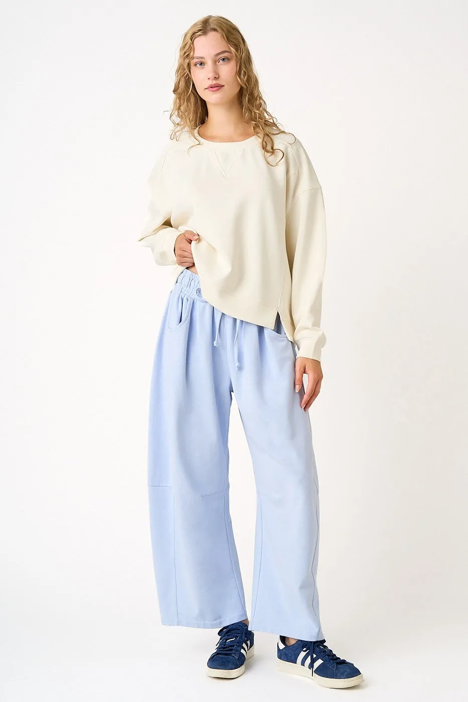 Light Blue Barrel Leg Terry Maternity Sweatpants sold by Pinkblush product image thumbnail 5