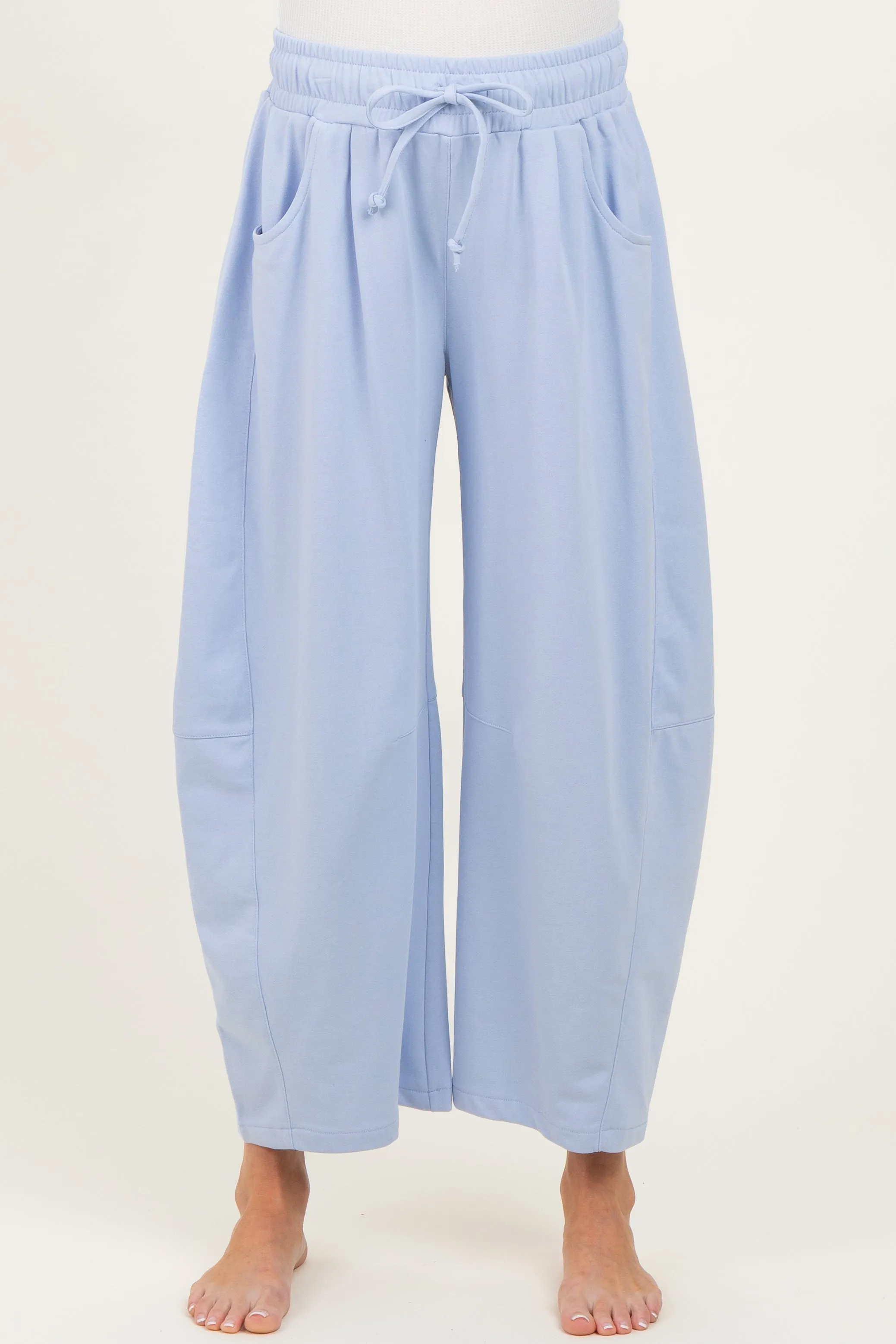 Light Blue Barrel Leg Terry Maternity Sweatpants sold by Pinkblush product image thumbnail 2