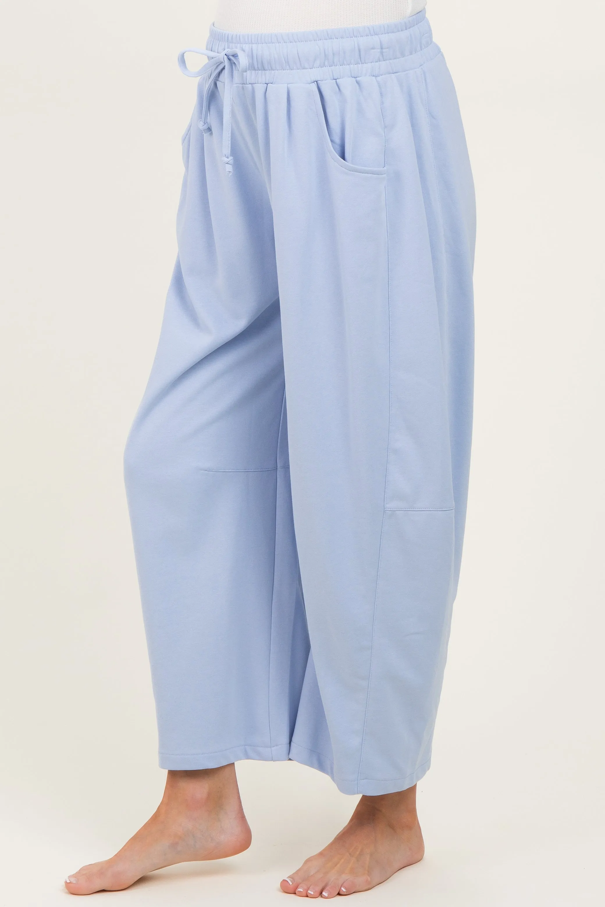 Light Blue Barrel Leg Terry Maternity Sweatpants sold by Pinkblush product image thumbnail 3