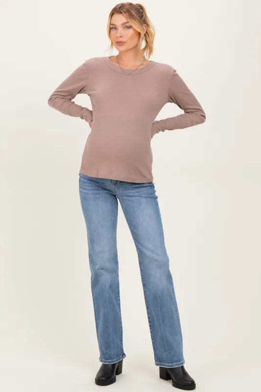 Blue Medium Wash Straight Leg Maternity Jeans sold by Pinkblush