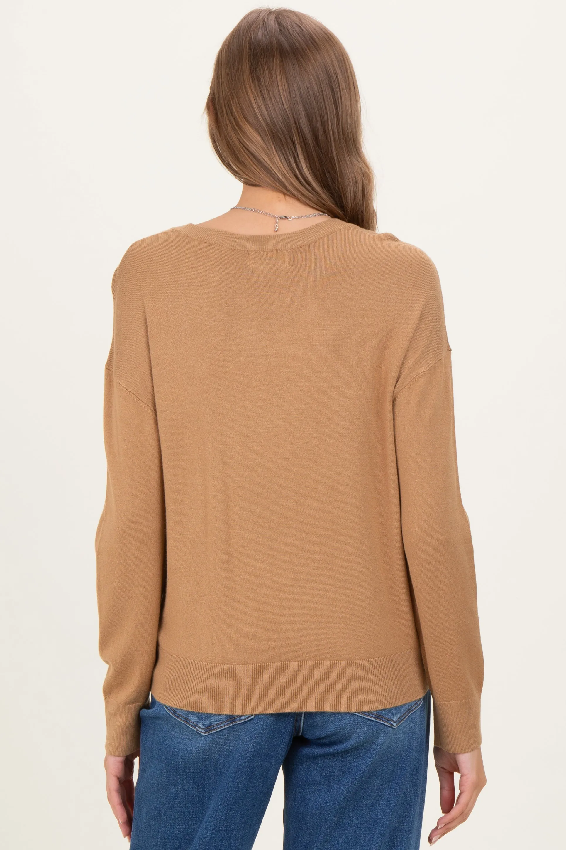 Camel Classic Crew Neck Maternity Sweater sold by Pinkblush product image thumbnail 4