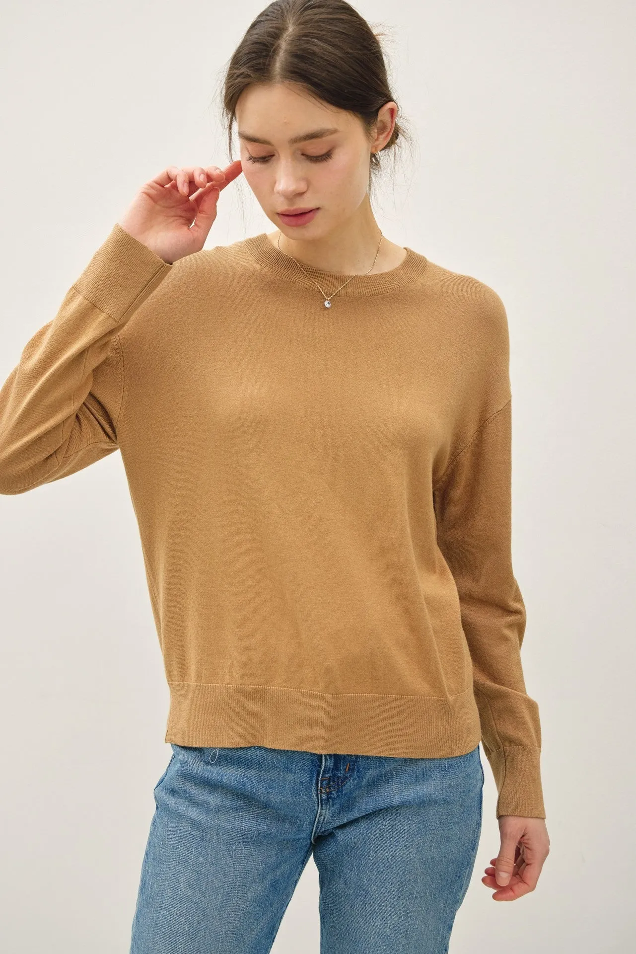 Camel Classic Crew Neck Maternity Sweater sold by Pinkblush product image thumbnail 5