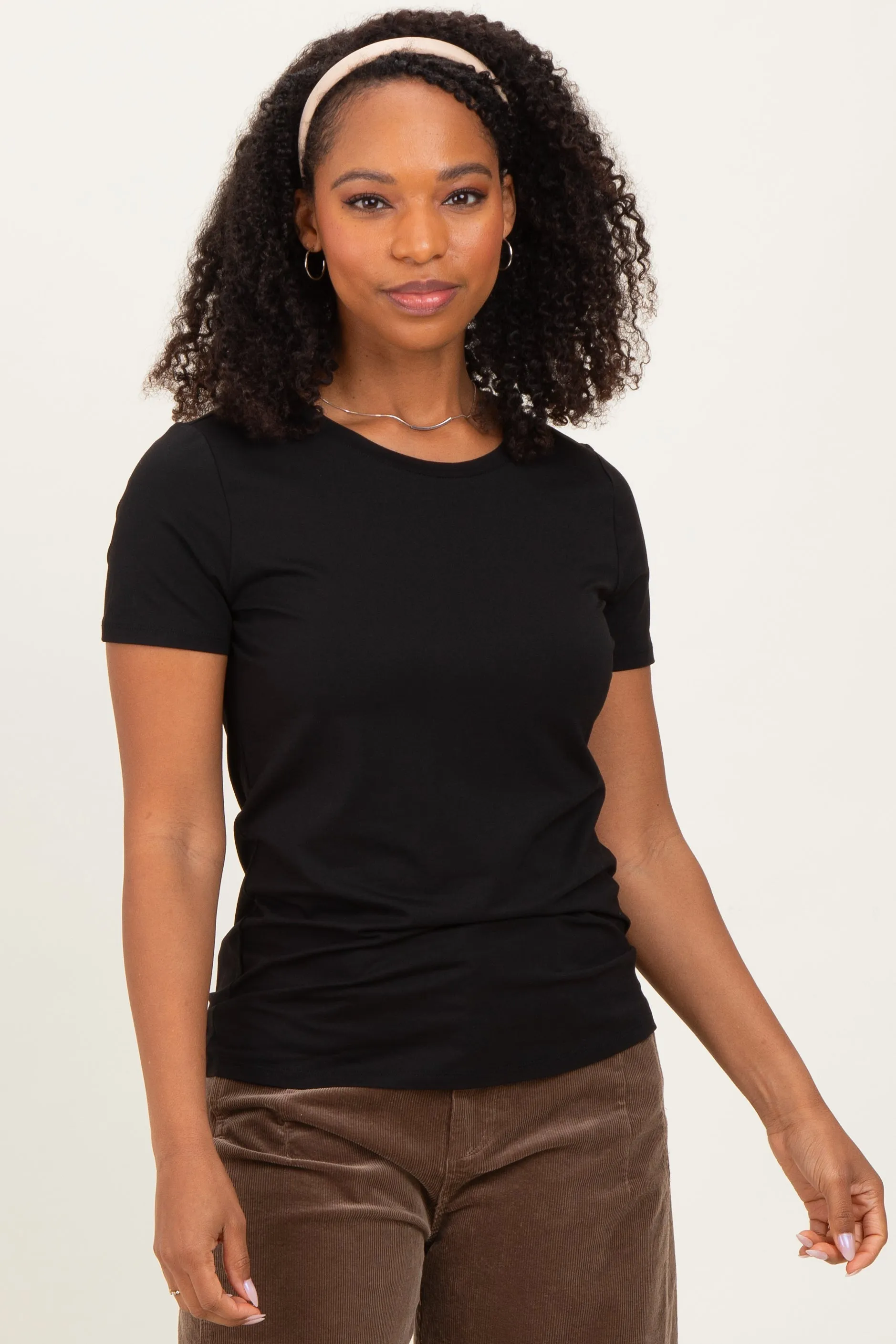 Black Basic Short Sleeve Maternity Tee sold by Pinkblush product image thumbnail 5