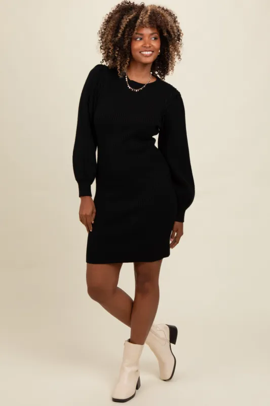Black Bubble Sleeve Sweater Dress sold by Pinkblush