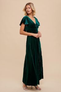 Emerald Green Velvet Maxi Dress sold by Pinkblush