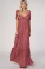 Pink Floral Puff Sleeve Maxi Dress sold by Pinkblush