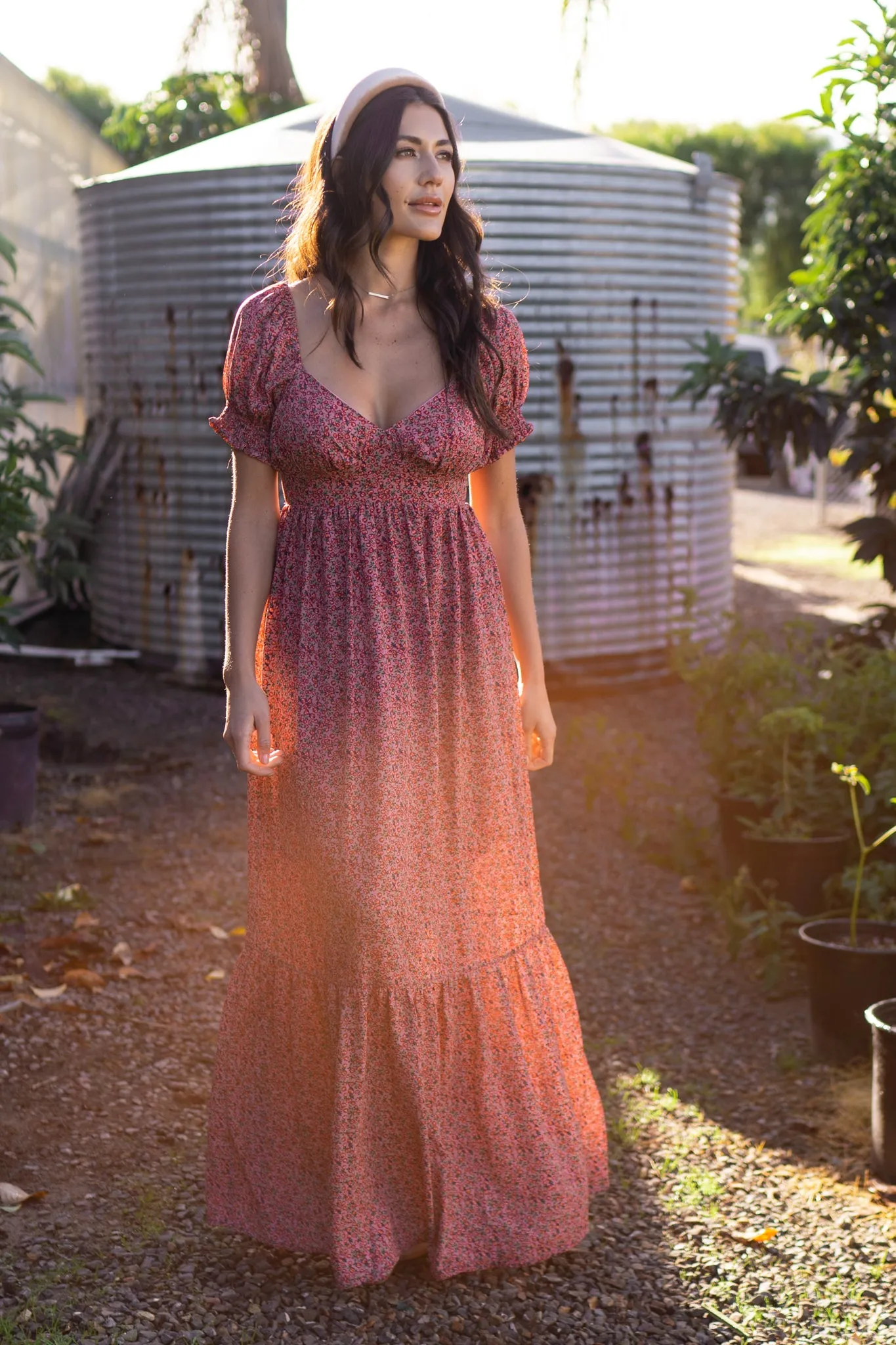 Pink Floral Puff Sleeve Maxi Dress sold by Pinkblush product image thumbnail 3