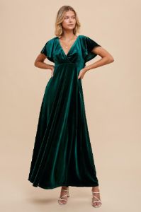 Emerald Green Velvet Maxi Dress sold by Pinkblush