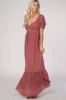 Pink Floral Puff Sleeve Maxi Dress sold by Pinkblush