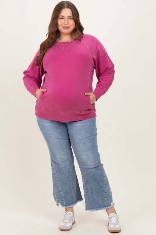 Light Blue Distressed Hem Cropped Straight Leg Maternity Plus Jeans sold by Pinkblush