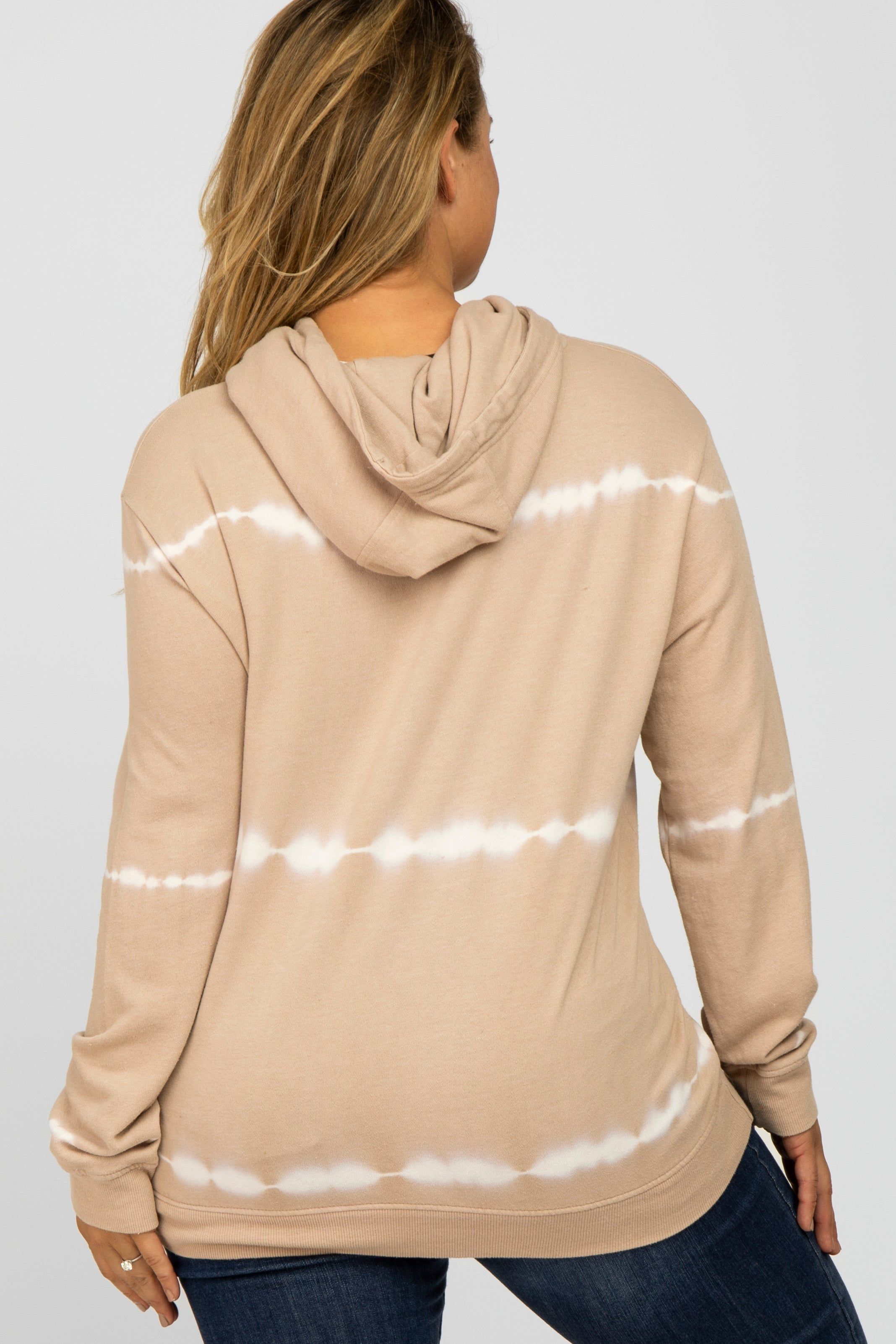 Taupe Tie Dye Maternity Plus Hoodie sold by Pinkblush product image thumbnail 4