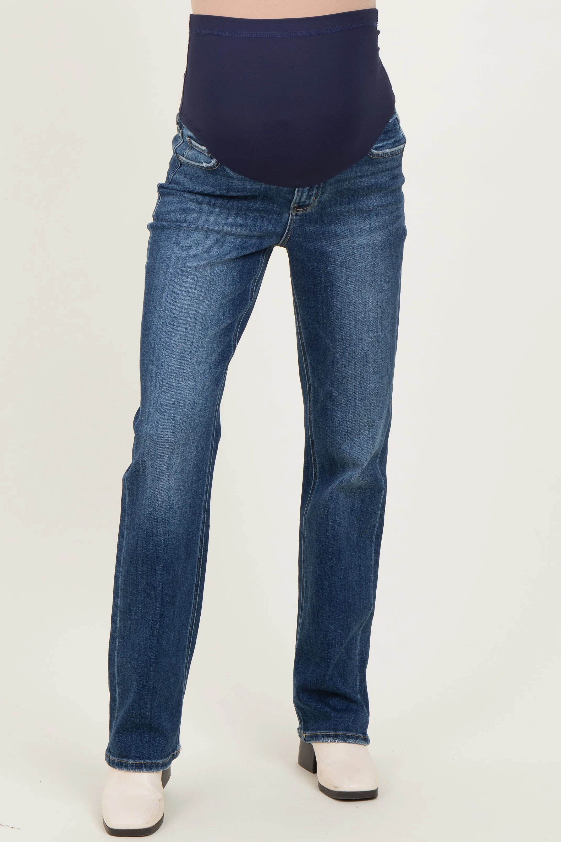 Navy Blue Dark Wash Straight Leg Maternity Jean sold by Pinkblush product image thumbnail 3