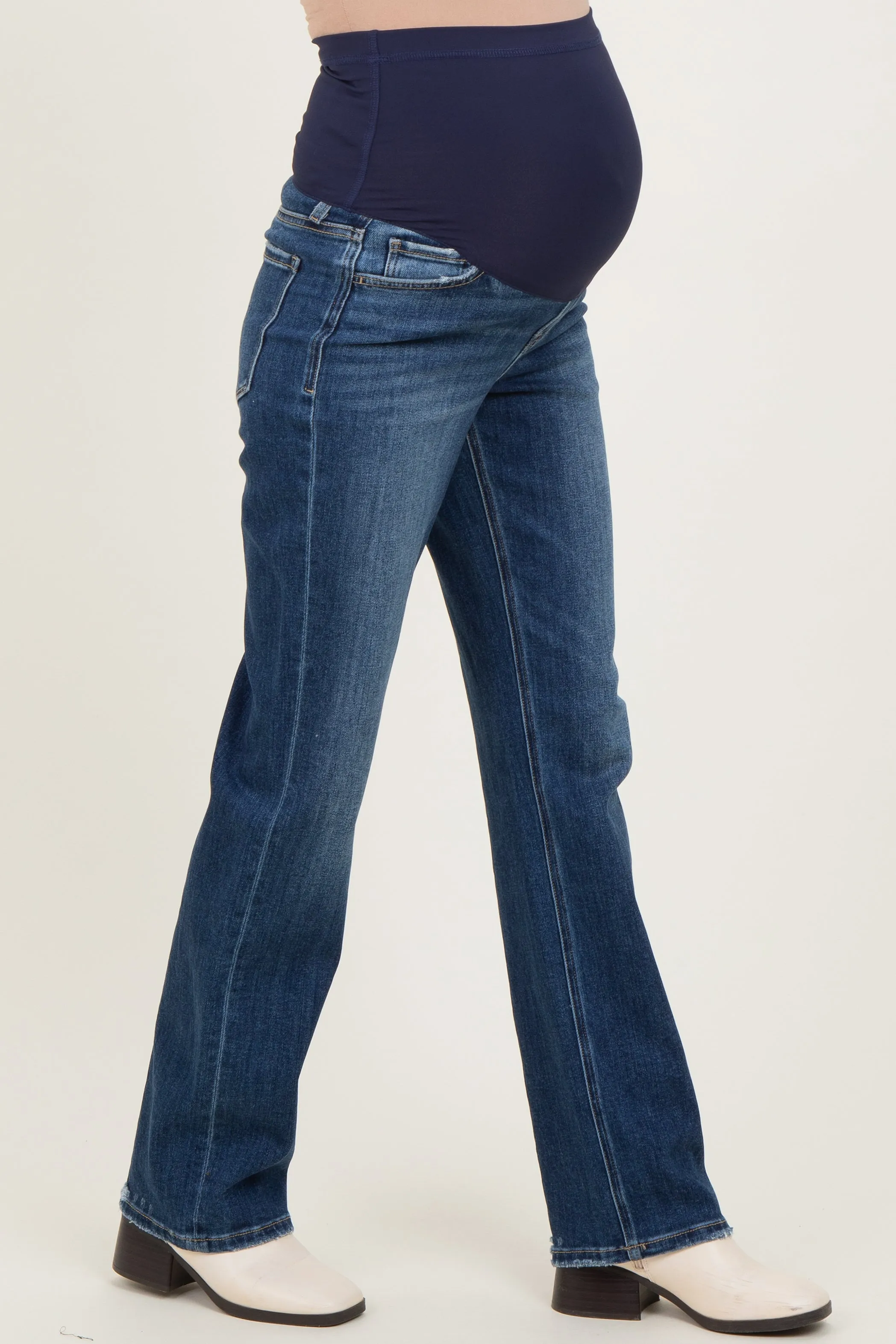 Navy Blue Dark Wash Straight Leg Maternity Jean sold by Pinkblush product image thumbnail 4