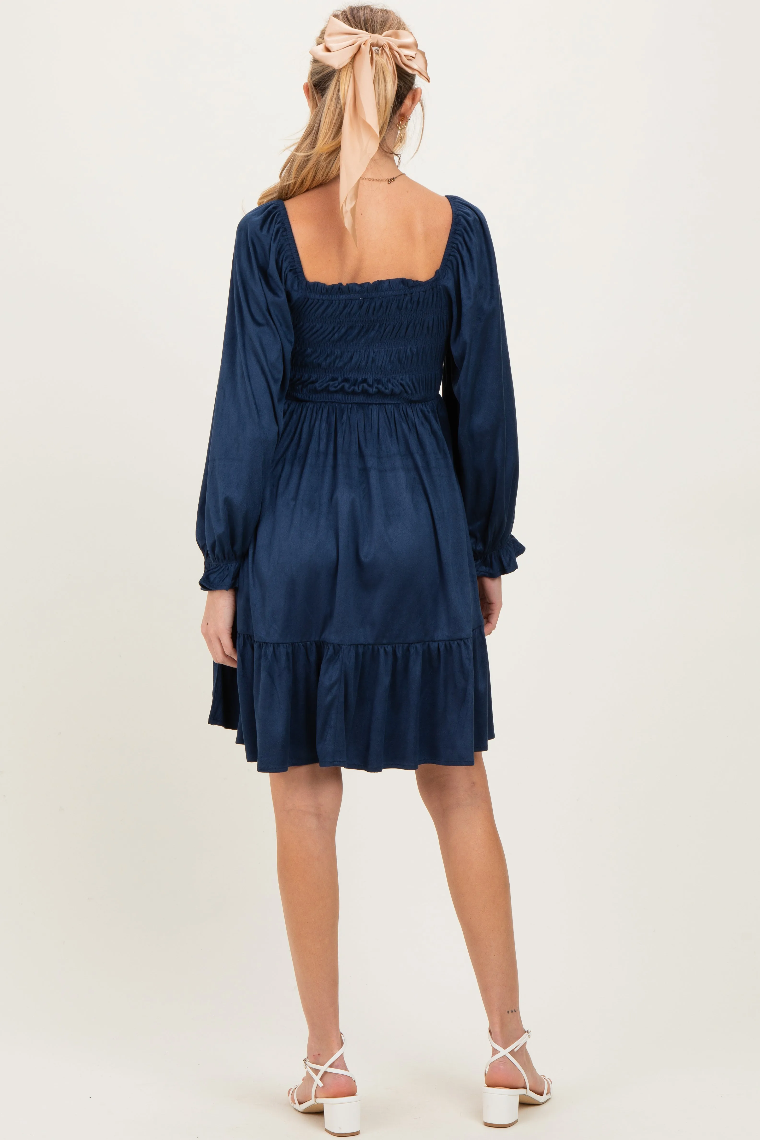 Navy Suede Maternity Dress sold by Pinkblush product image thumbnail 4