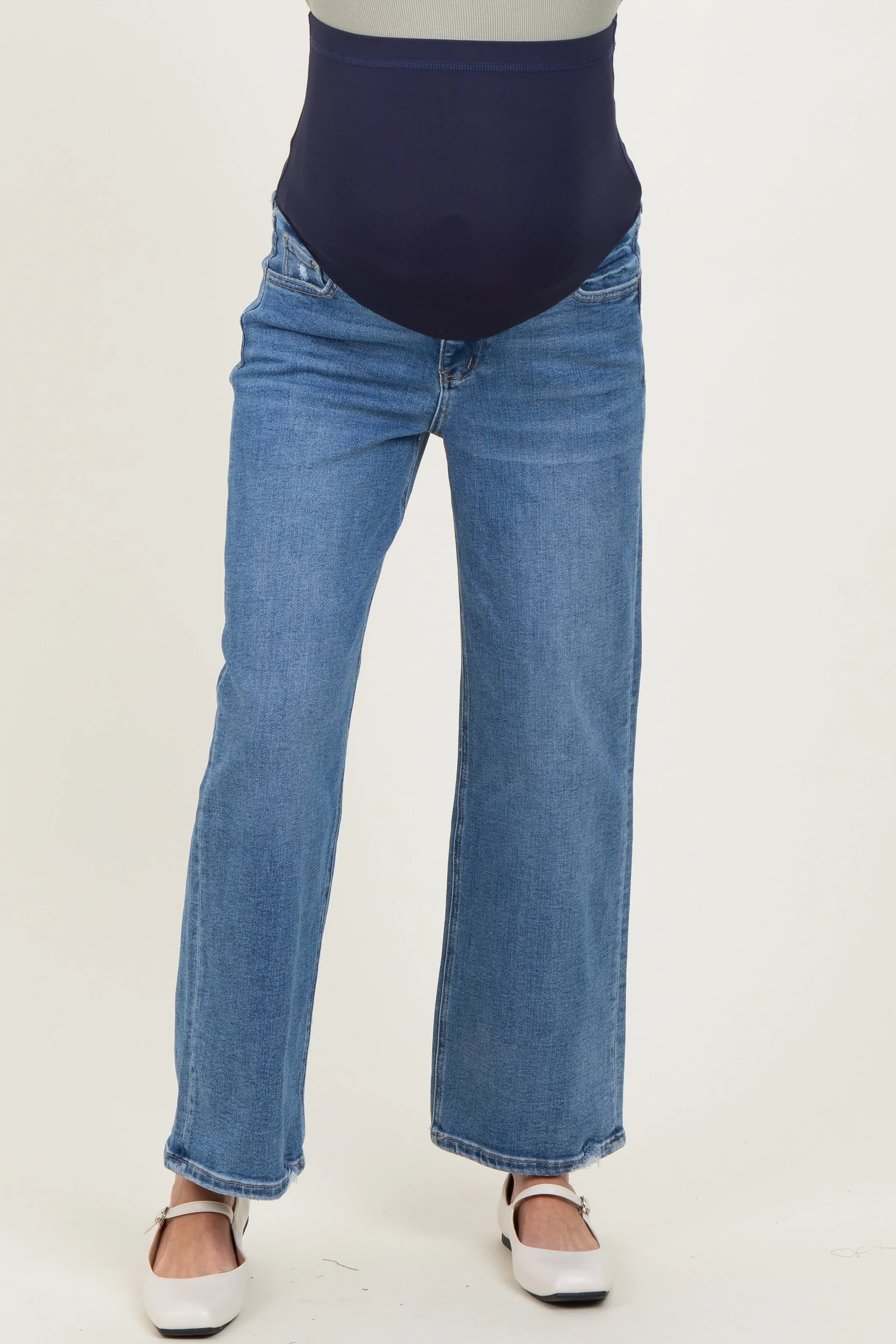 Blue Ankle Wide Leg Maternity Jeans sold by Pinkblush product image thumbnail 3