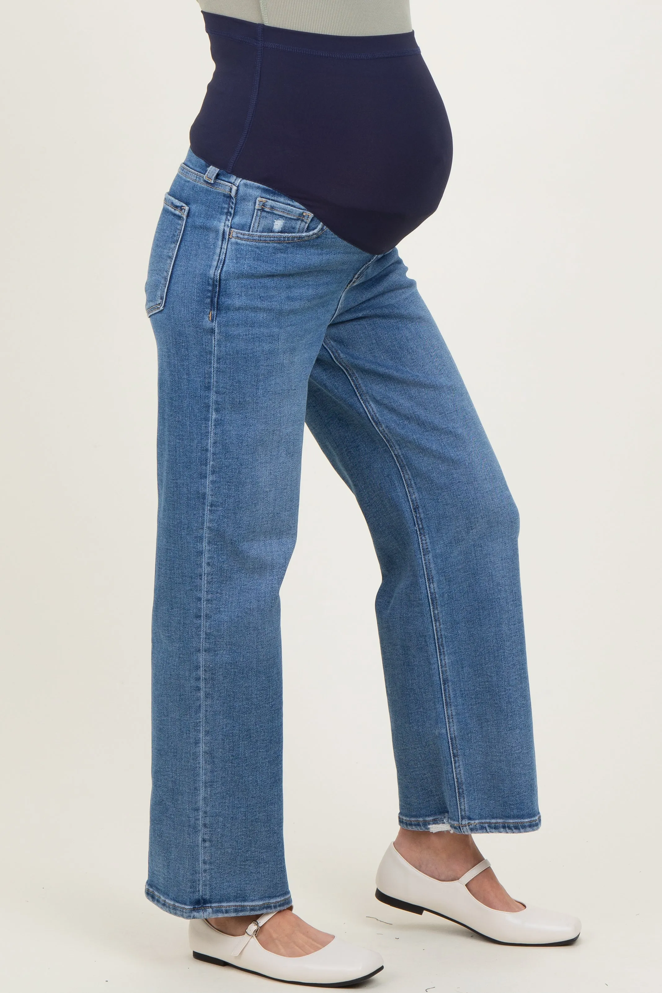 Blue Ankle Wide Leg Maternity Jeans sold by Pinkblush product image thumbnail 4