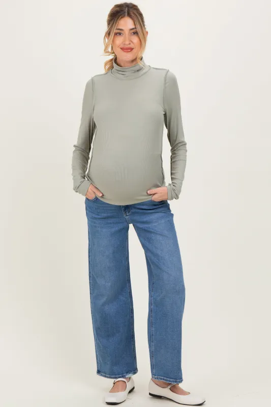 Blue Ankle Wide Leg Maternity Jeans made by Vervet
