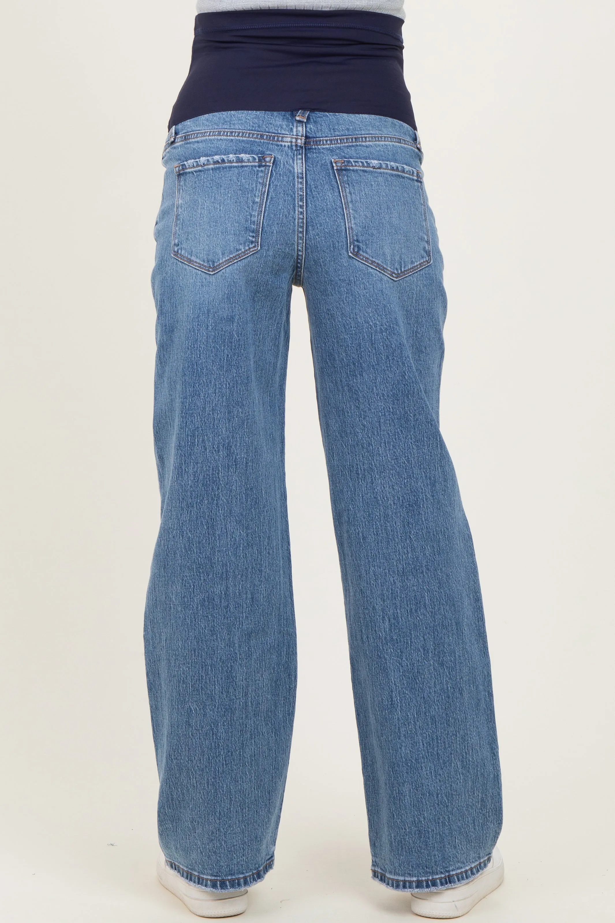 Blue Classic Medium Wash Wide Leg Maternity Jeans sold by Pinkblush product image thumbnail 4