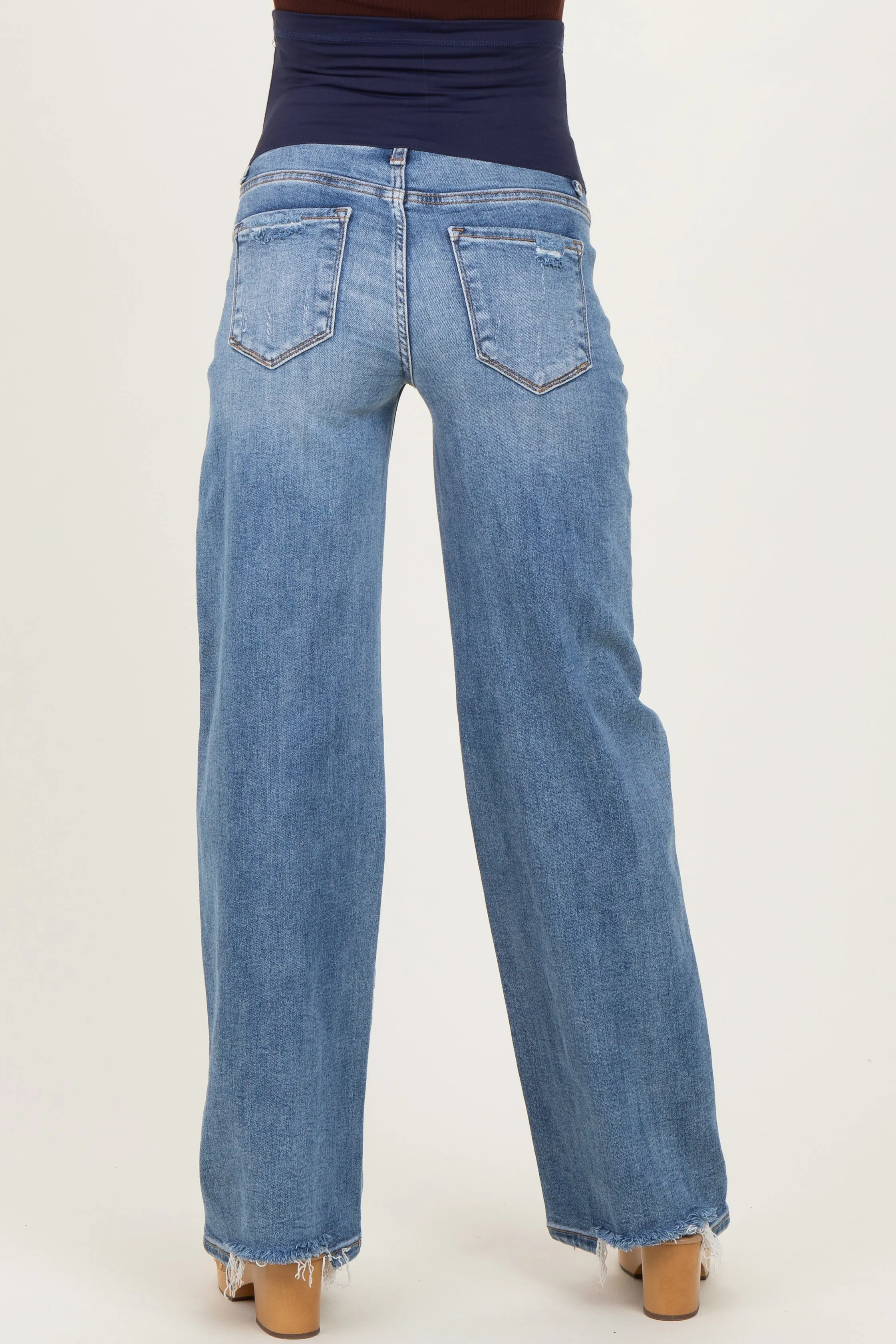 Blue Vintage Wash Wide Leg Maternity Jeans sold by Pinkblush product image thumbnail 5