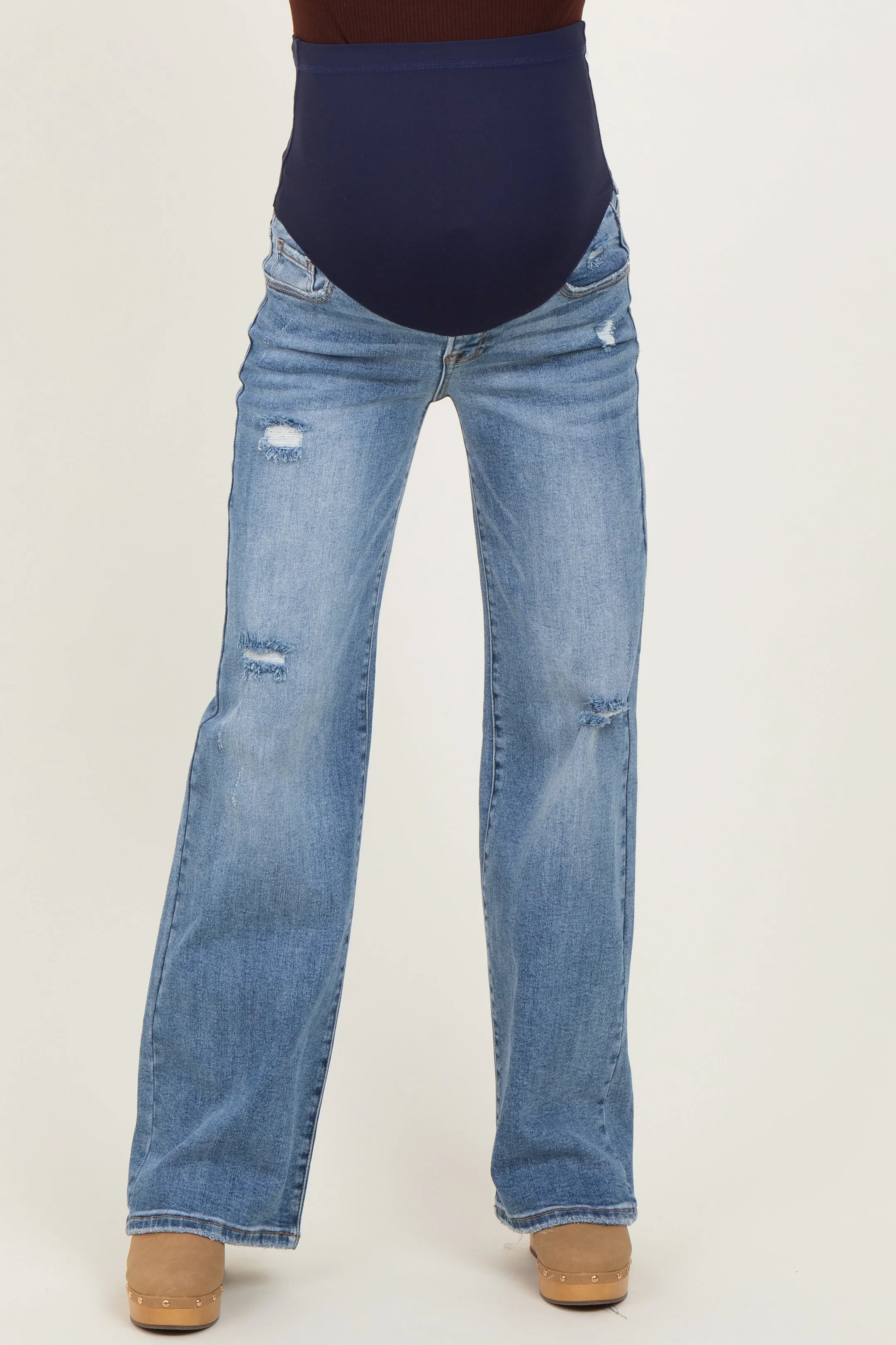Blue Vintage Wash Wide Leg Maternity Jeans sold by Pinkblush product image thumbnail 3