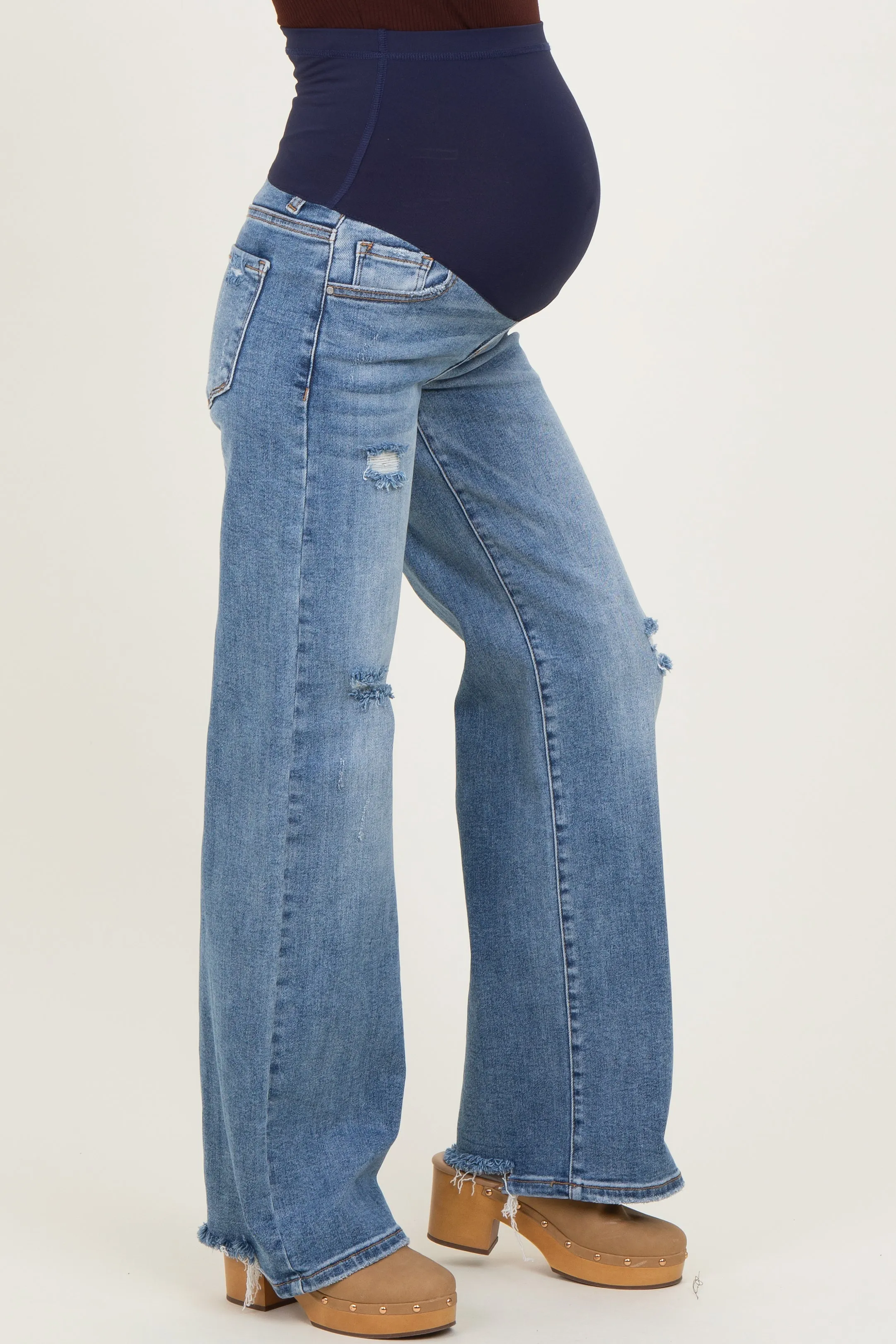 Blue Vintage Wash Wide Leg Maternity Jeans sold by Pinkblush product image thumbnail 4