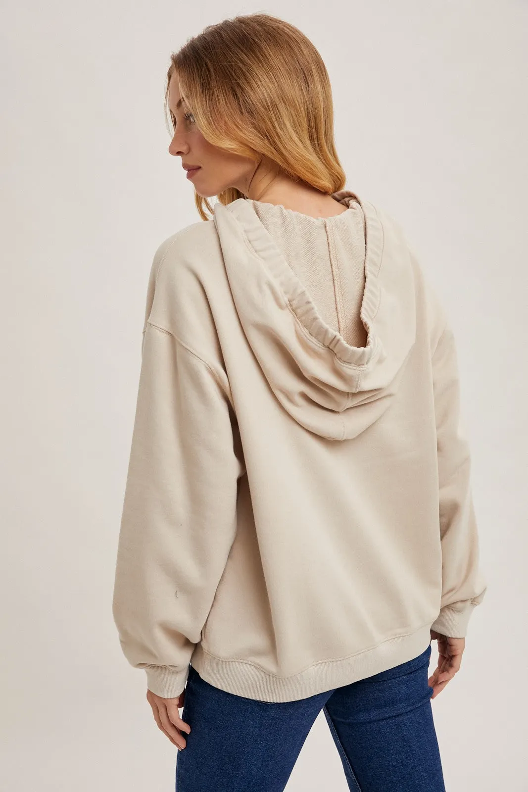 Oatmeal Split Neckline Hoodie sold by Pinkblush product image thumbnail 5