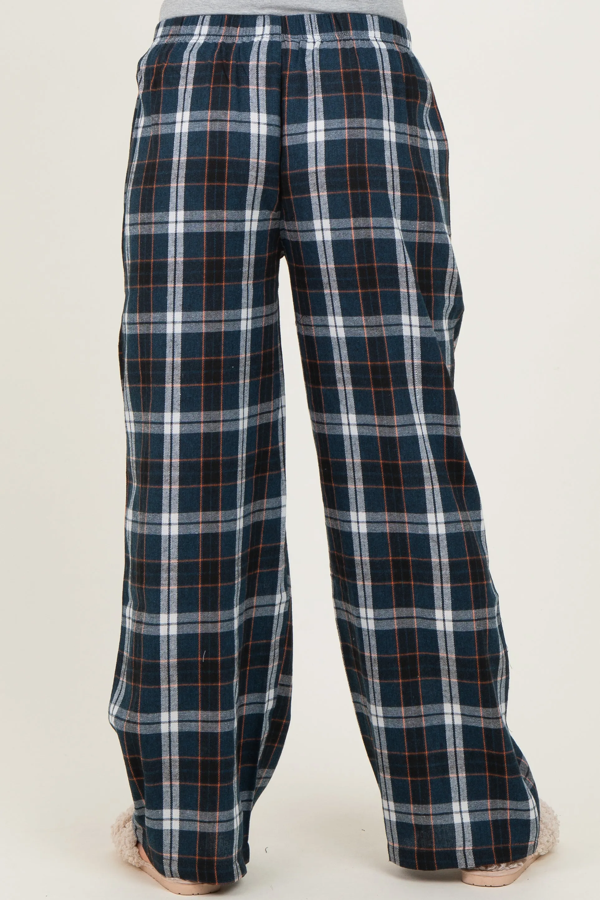 Navy Plaid Wide Leg Maternity Lounge Pants sold by Pinkblush product image thumbnail 5