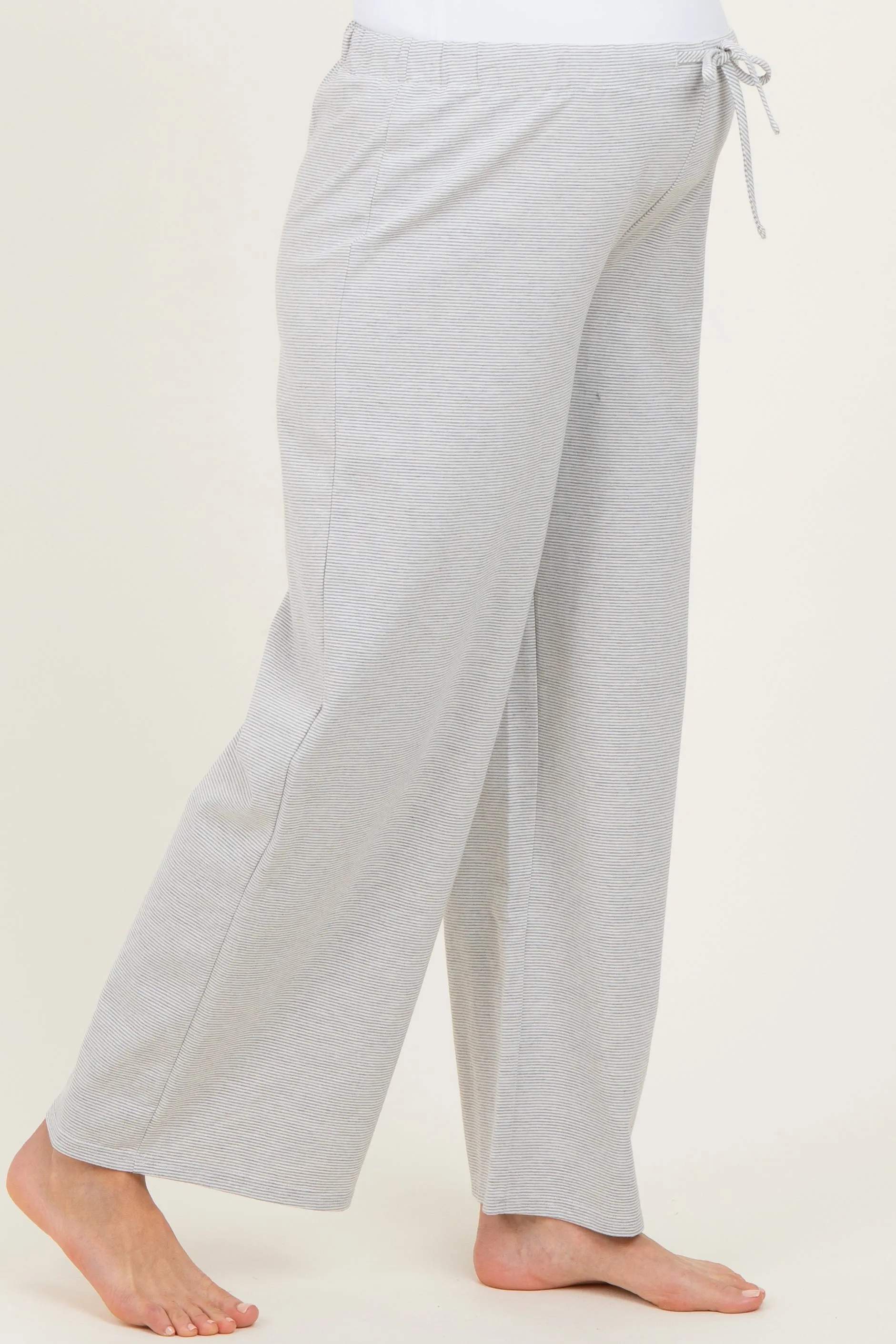 Heather Grey Striped Front Tie Maternity Lounge Pants sold by Pinkblush product image thumbnail 3