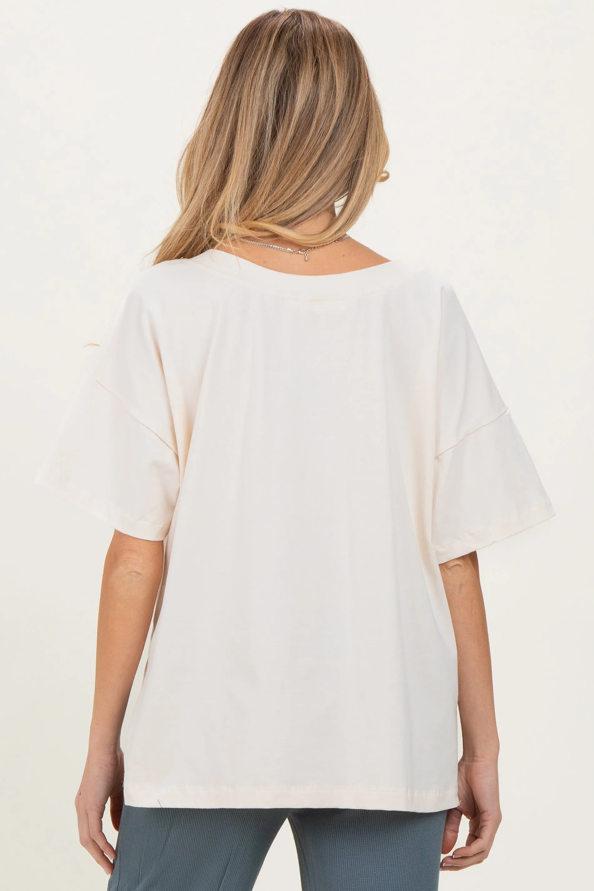 Ivory Oversized Reversible V-Neck Maternity Tee sold by Pinkblush product image thumbnail 3