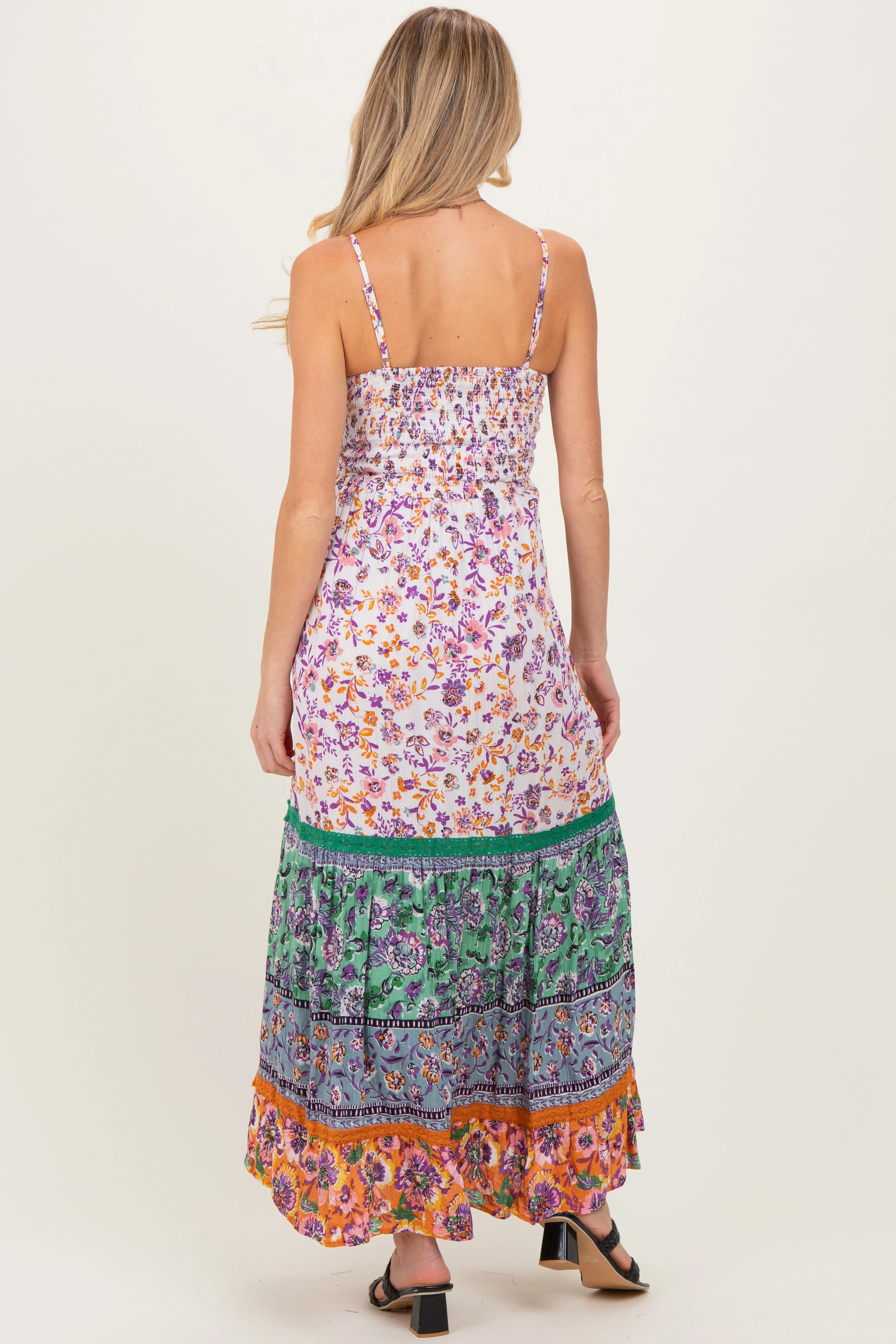 Multicolor Colorblock Floral Twist Front Cutout Maternity Maxi Dress sold by Pinkblush product image thumbnail 4