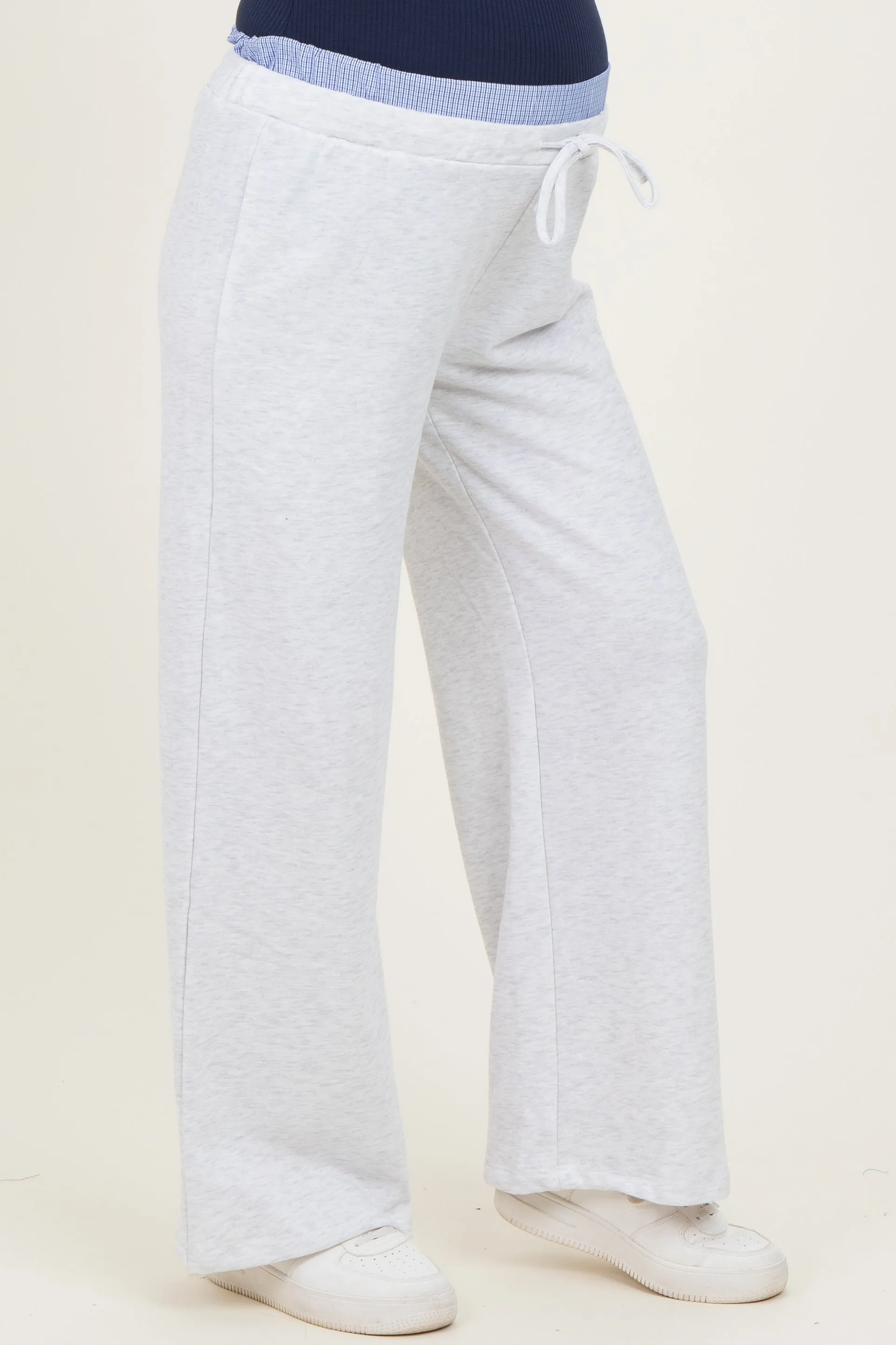 Heather Grey Contrast Waistband Maternity Lounge Pants sold by Pinkblush product image thumbnail 4