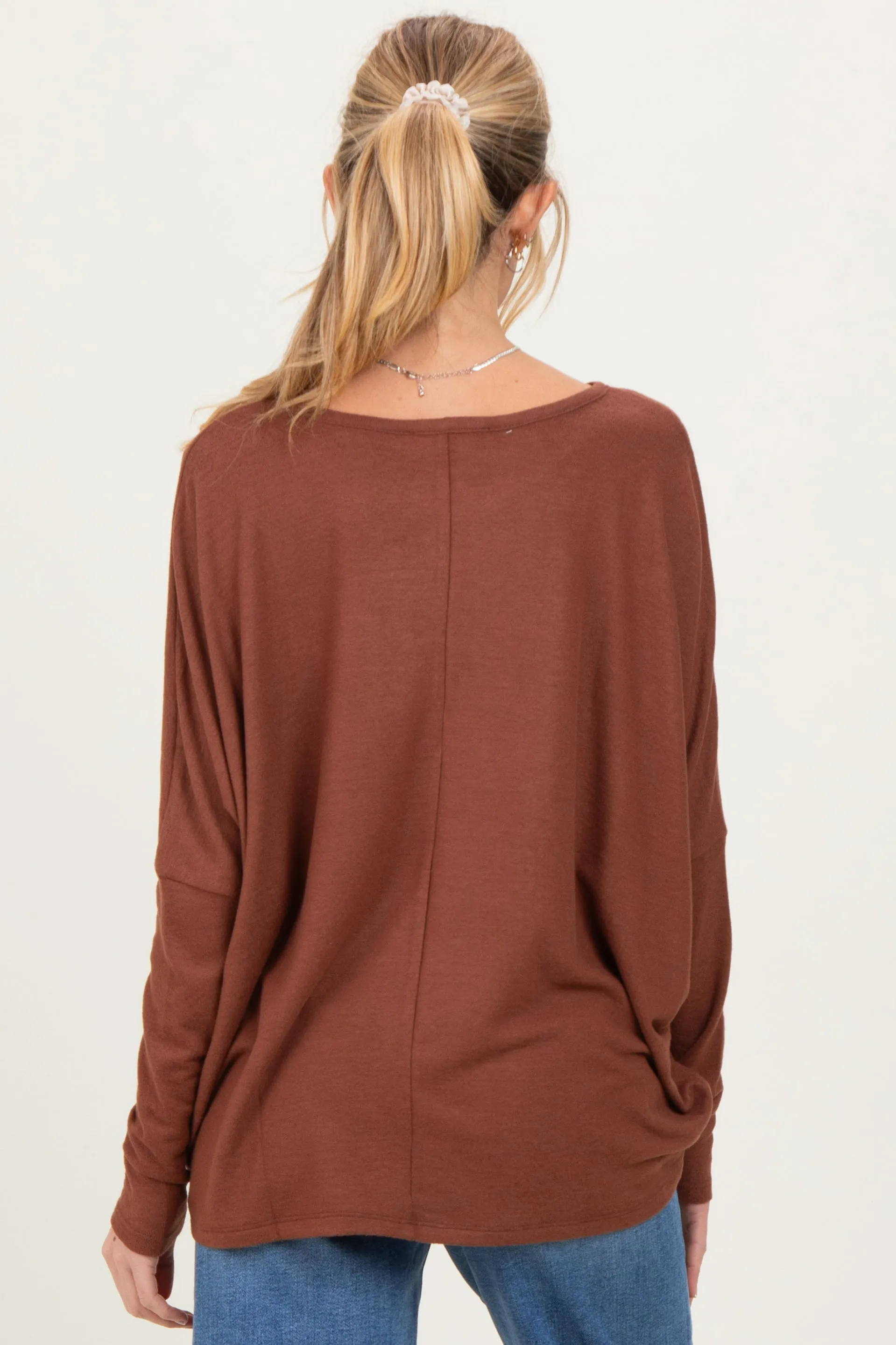 Rust Relaxed Fit Dolman Long Sleeve Maternity Top sold by Pinkblush product image thumbnail 2
