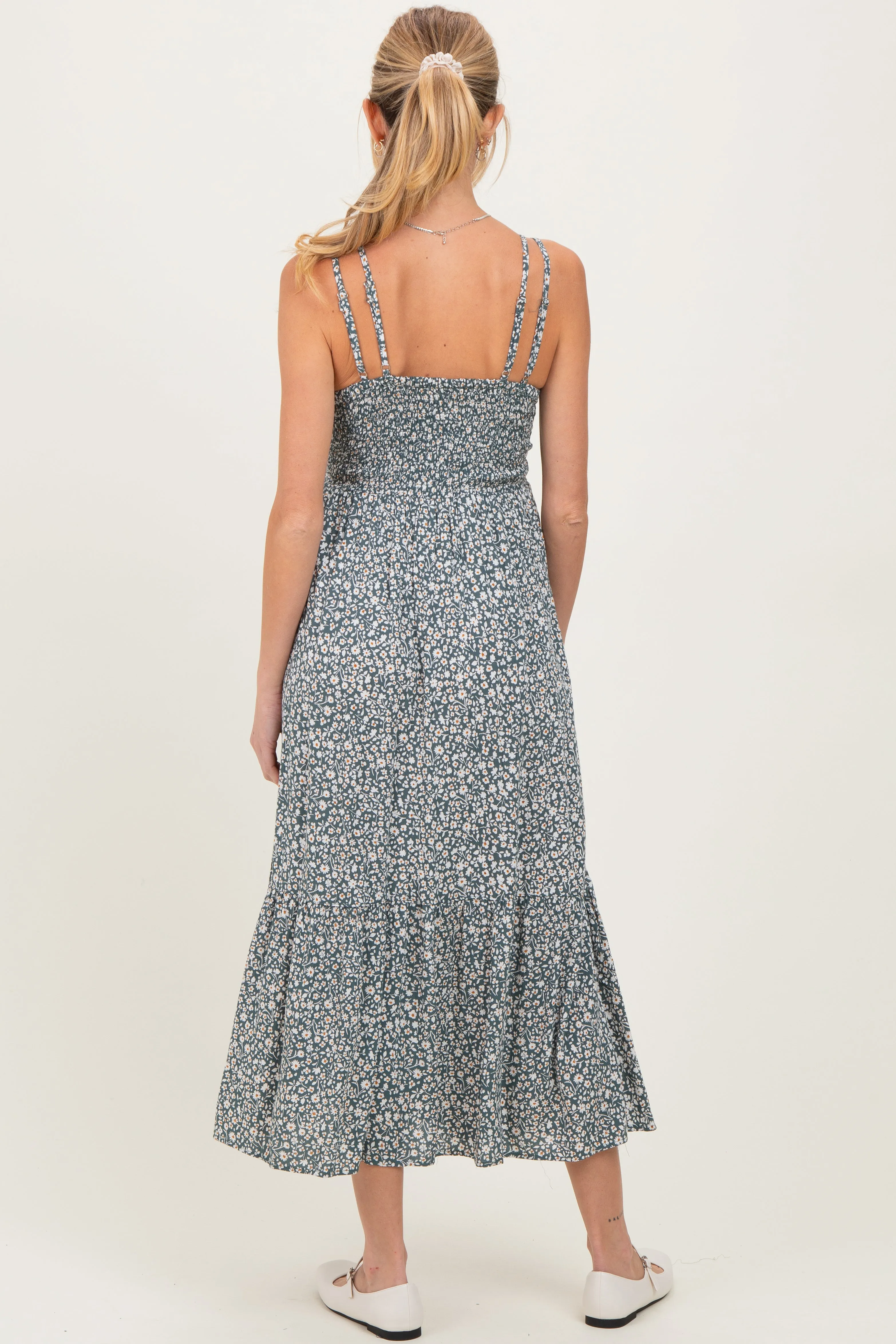 Olive Floral Lace Detail Strappy Maternity Maxi Dress sold by Pinkblush product image thumbnail 4