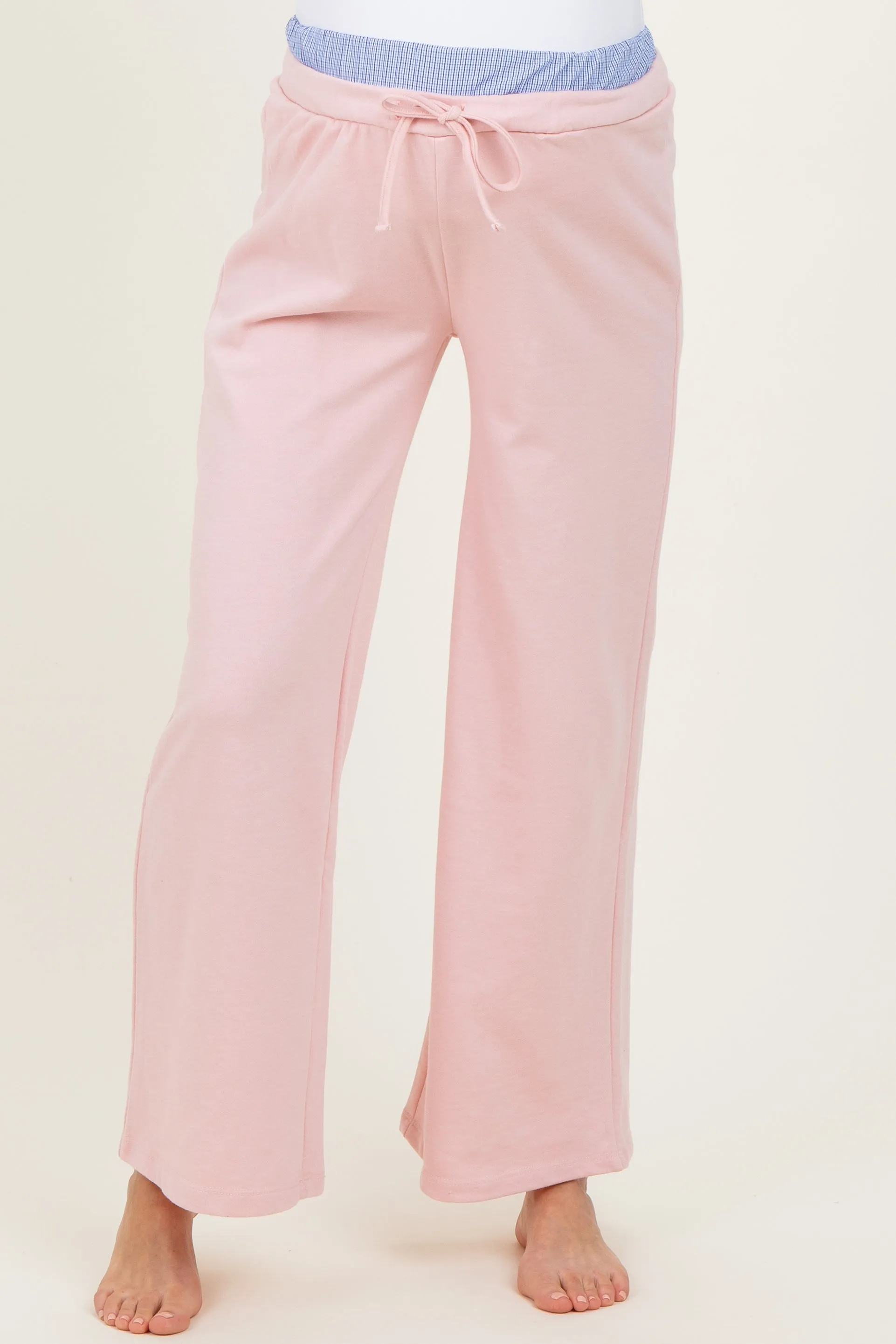 Light Pink Contrast Waistband Maternity Lounge Pants sold by Pinkblush product image thumbnail 2