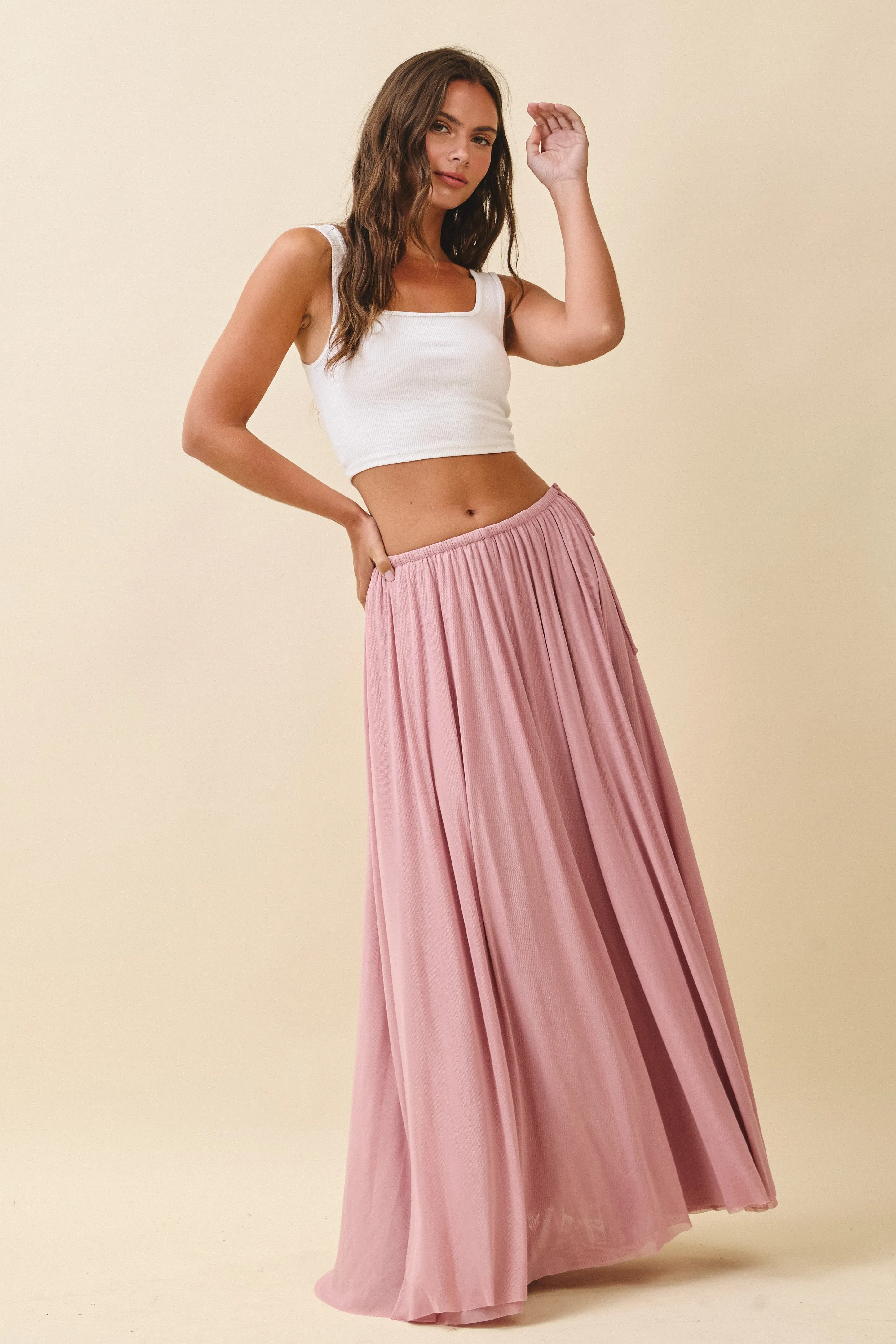 Pink Mesh Maxi Skirt sold by Pinkblush product image thumbnail 3