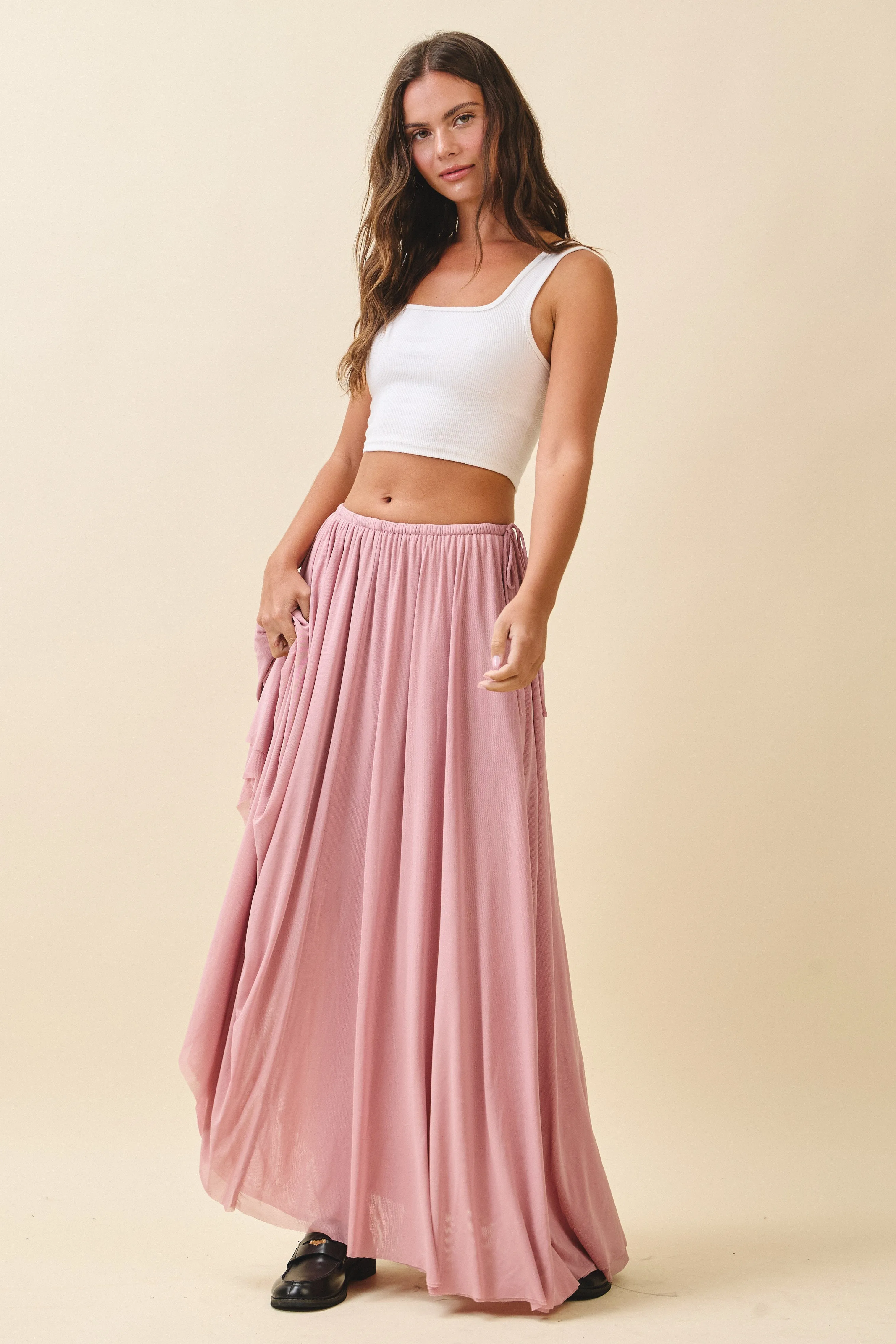 Pink Mesh Maxi Skirt sold by Pinkblush product image thumbnail 2