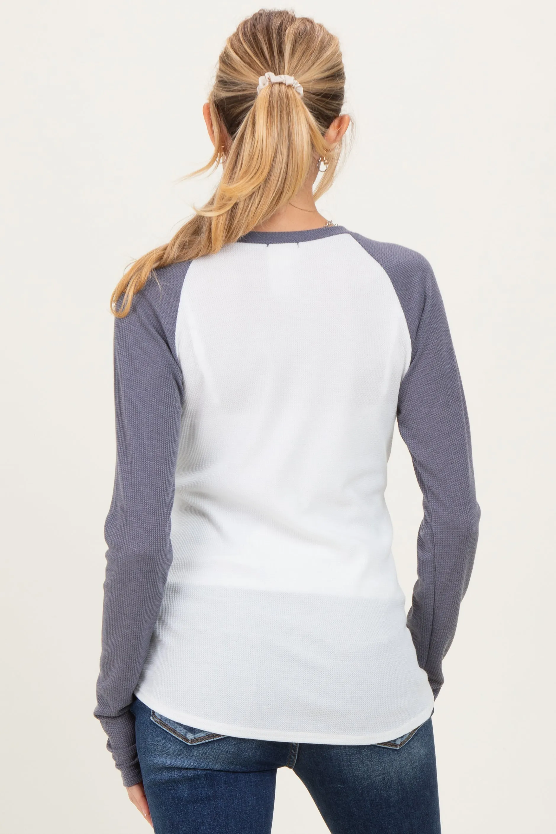 Navy Raglan Long Sleeve Maternity T-Shirt sold by Pinkblush product image thumbnail 4