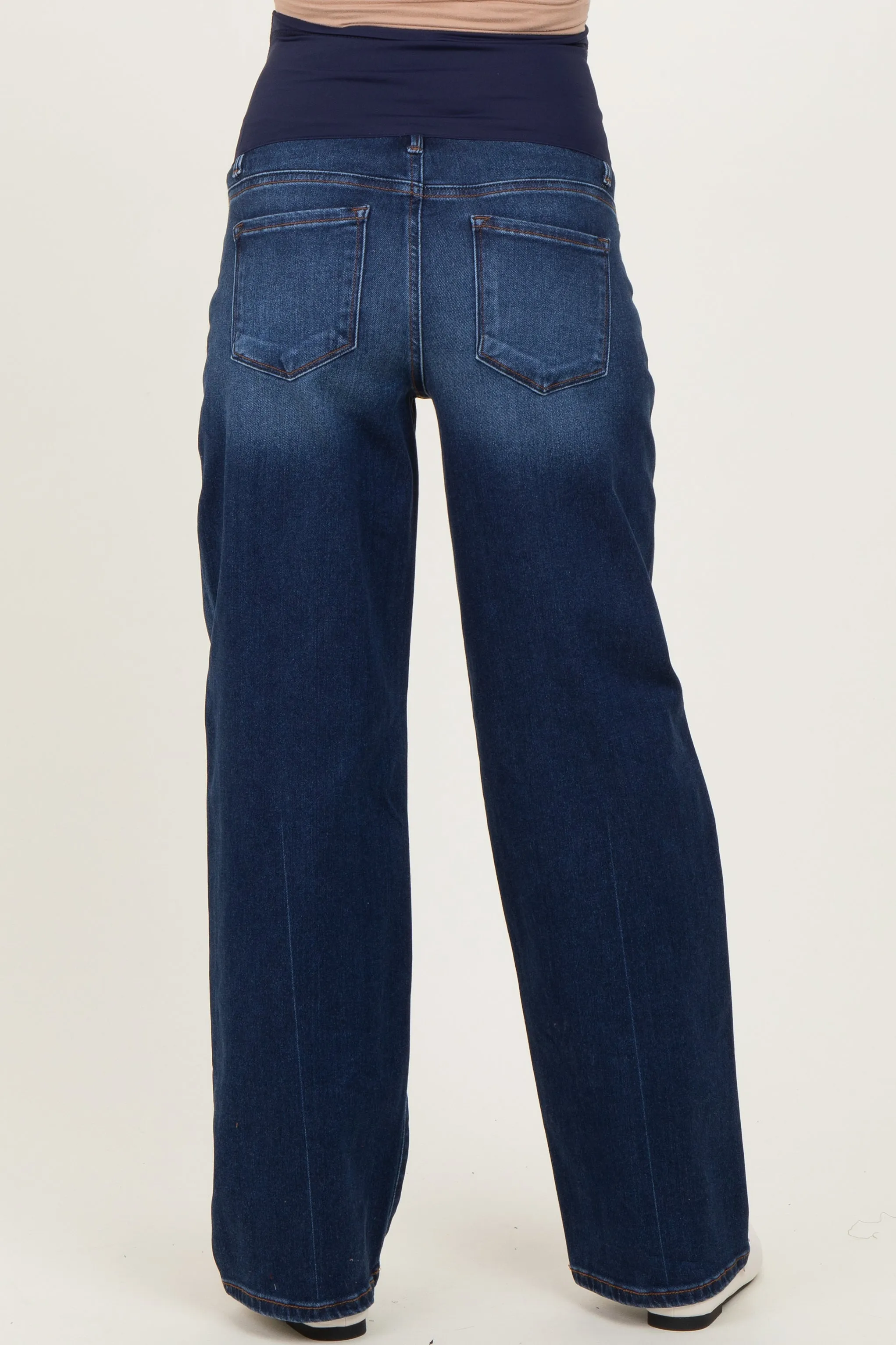 Navy Dark Wash Boyfriend Fit Maternity Jeans sold by Pinkblush product image thumbnail 4