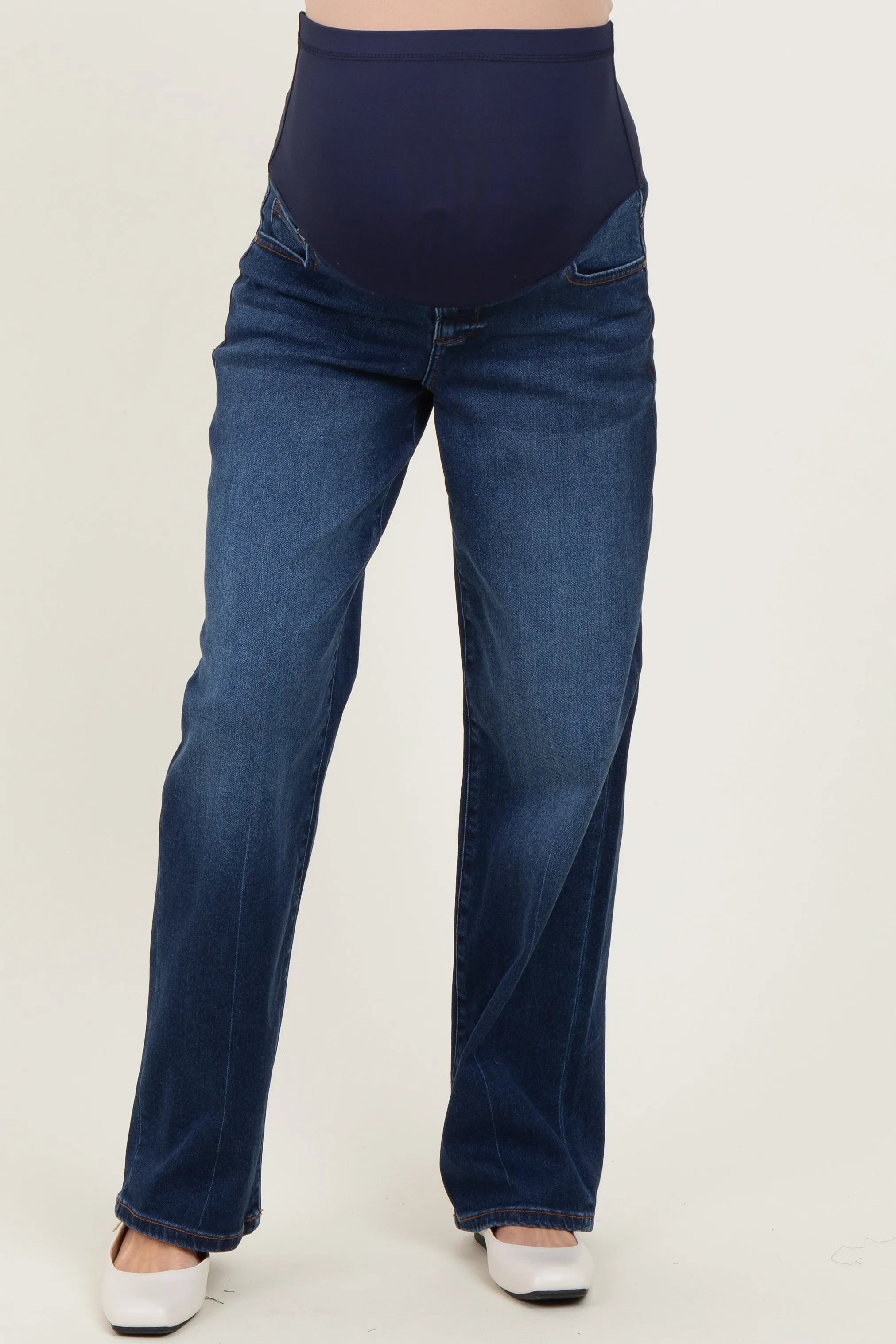 Navy Dark Wash Boyfriend Fit Maternity Jeans sold by Pinkblush product image thumbnail 2