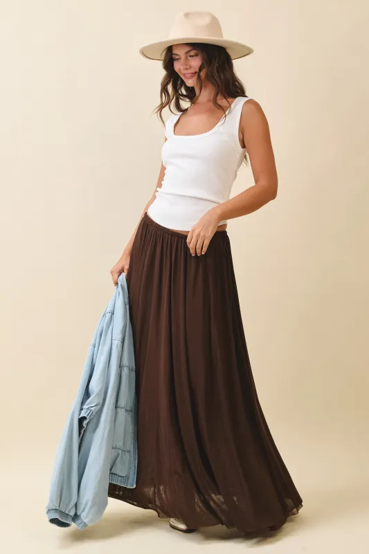 Chocolate Mesh Maxi Skirt sold by Pinkblush