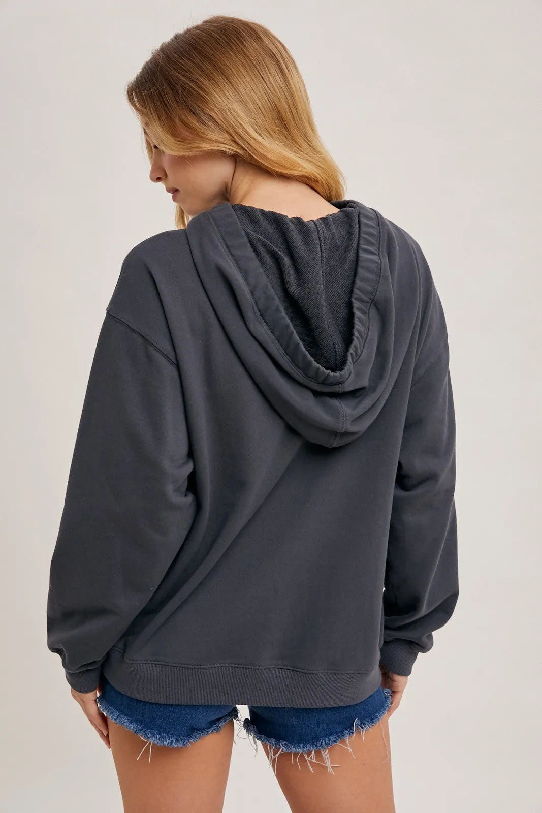 Ash Grey Split Neckline Hoodie sold by Pinkblush product image thumbnail 4