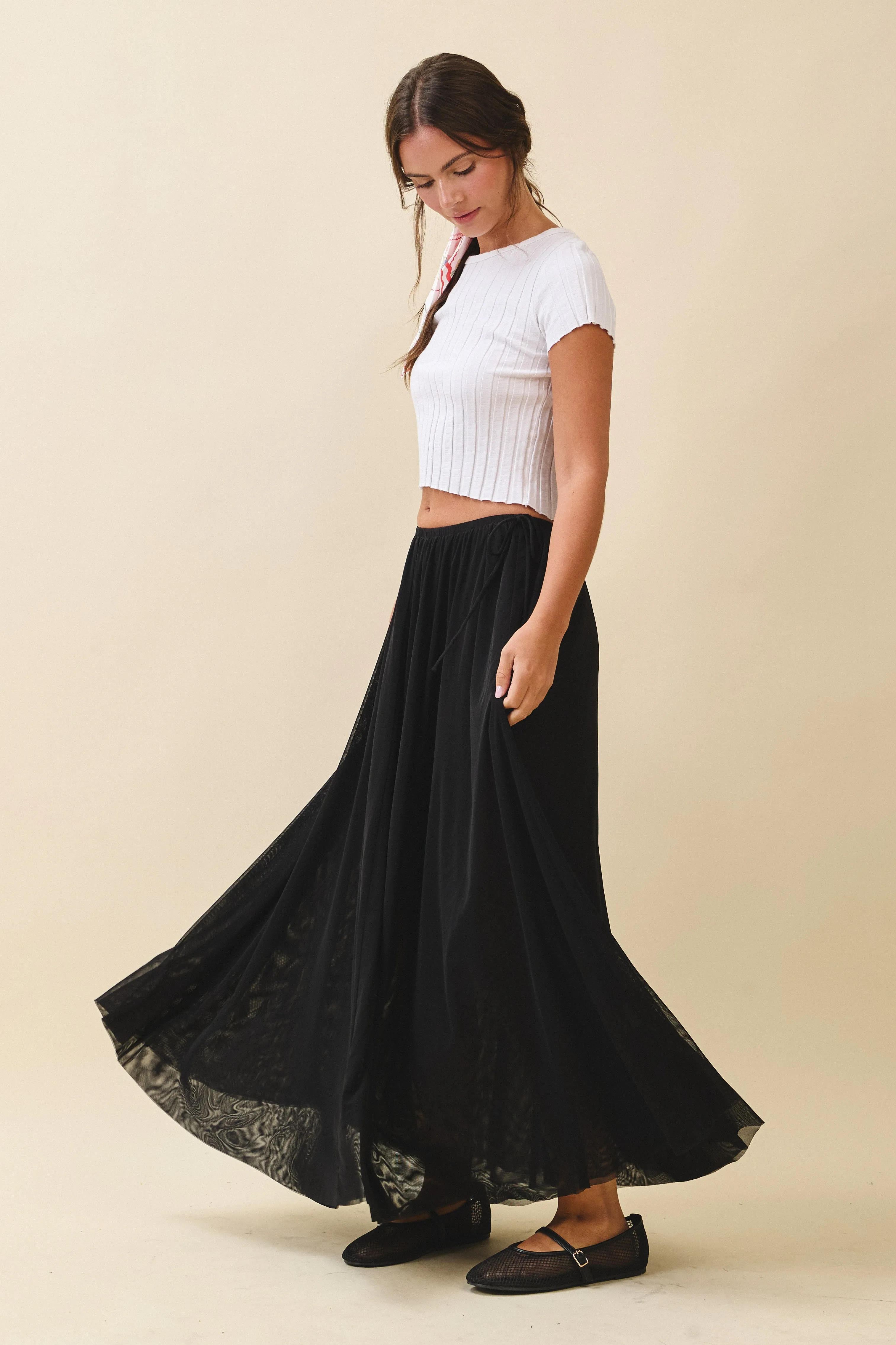 Black Mesh Maxi Skirt sold by Pinkblush product image thumbnail 4