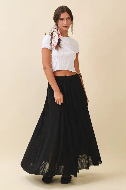 Black Mesh Maxi Skirt sold by Pinkblush