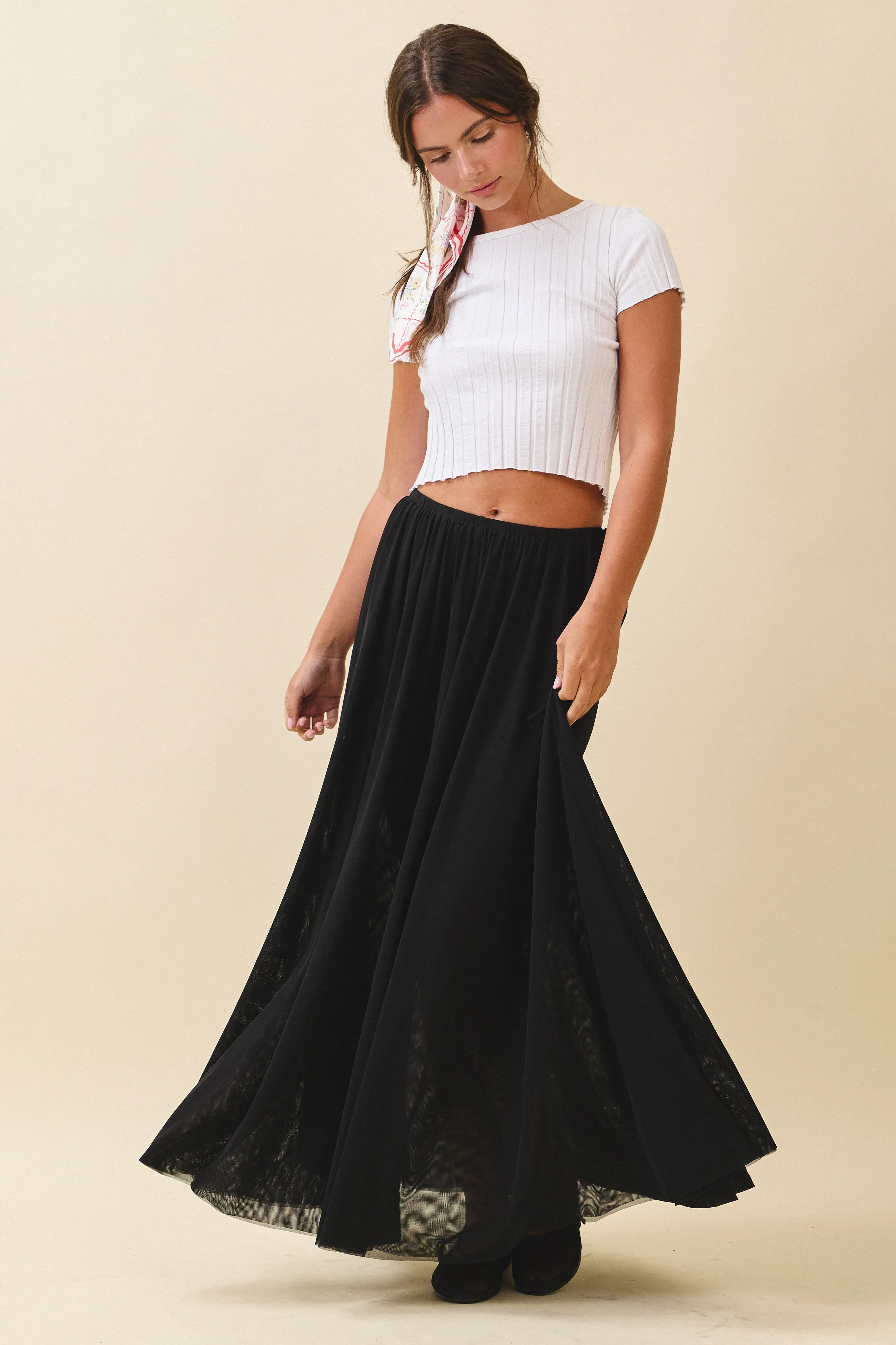 Black Mesh Maxi Skirt sold by Pinkblush product image thumbnail 2
