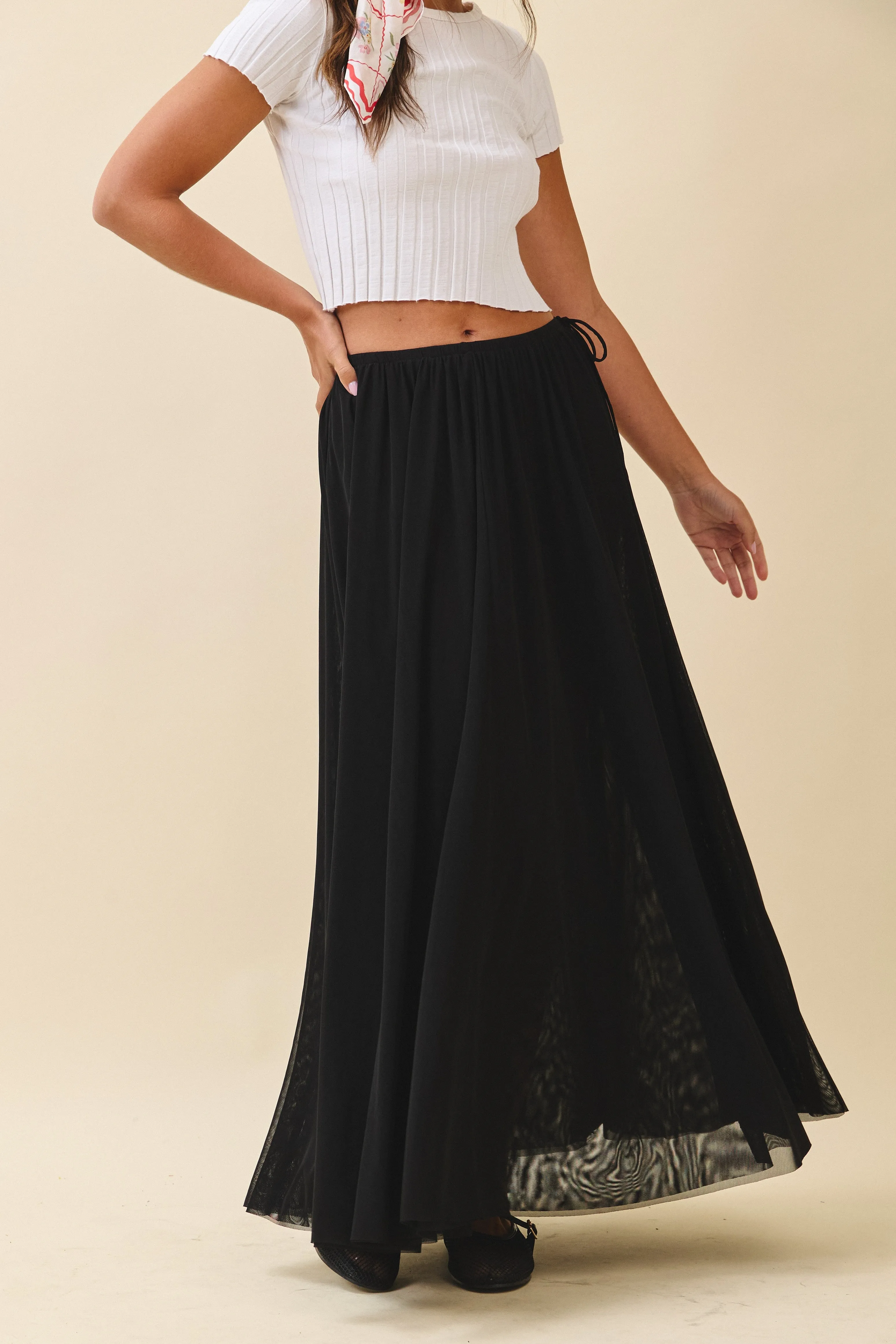 Black Mesh Maxi Skirt sold by Pinkblush product image thumbnail 3