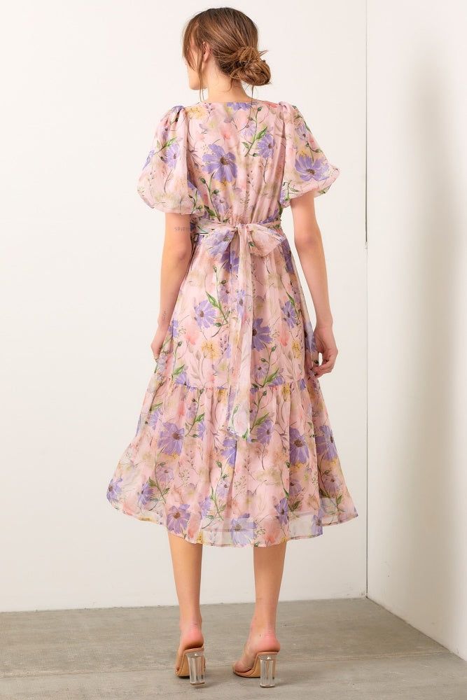 Blush Printed Organza Wrap Bodice Dress sold by Pinkblush product image thumbnail 4