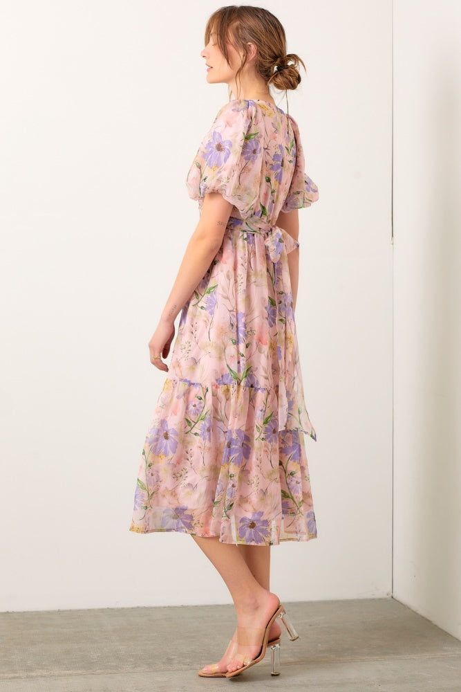 Blush Printed Organza Wrap Bodice Dress sold by Pinkblush product image thumbnail 3
