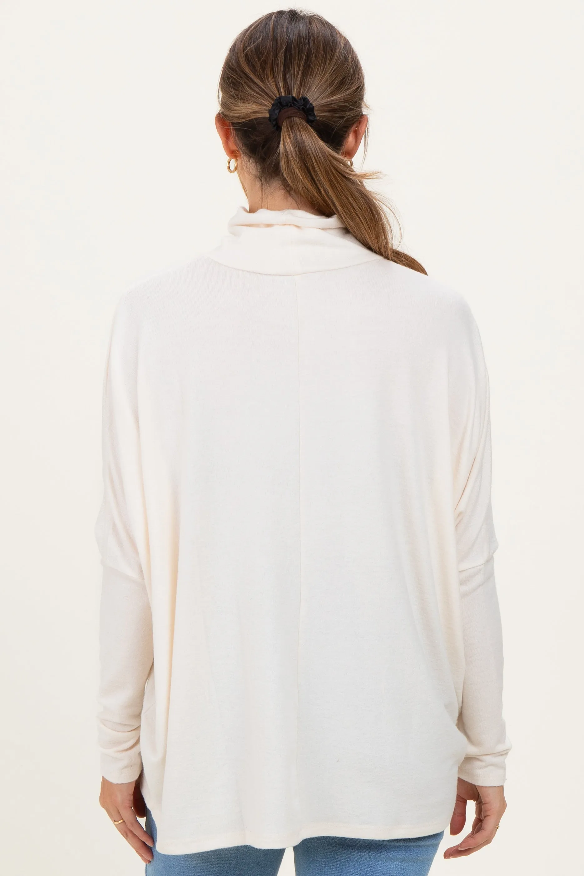 Cream Draped Oversized Turtleneck Dolman Sleeve Maternity Top sold by Pinkblush product image thumbnail 4