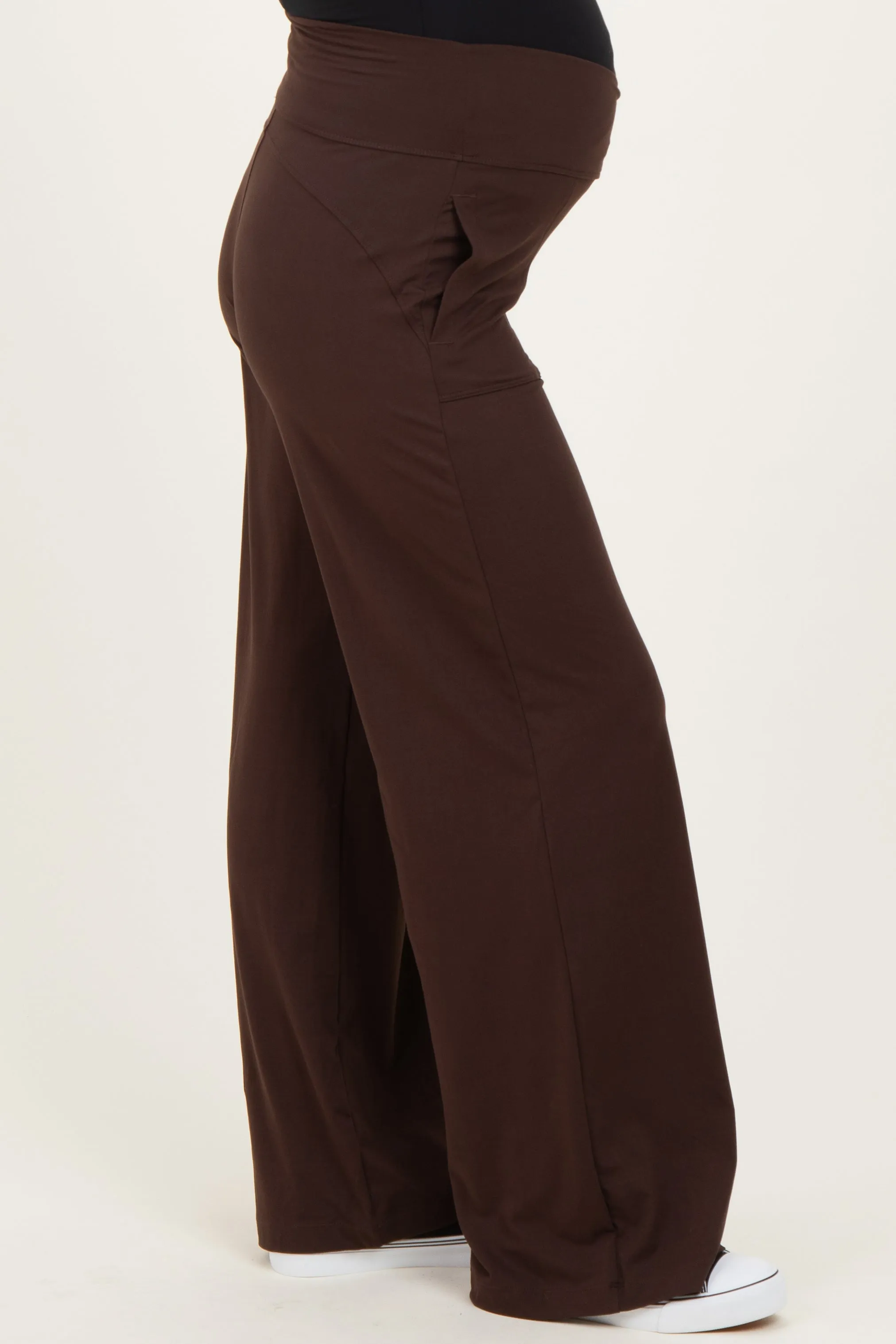 Espresso Crossover Waist Active Wide Leg Maternity Pant sold by Pinkblush product image thumbnail 4