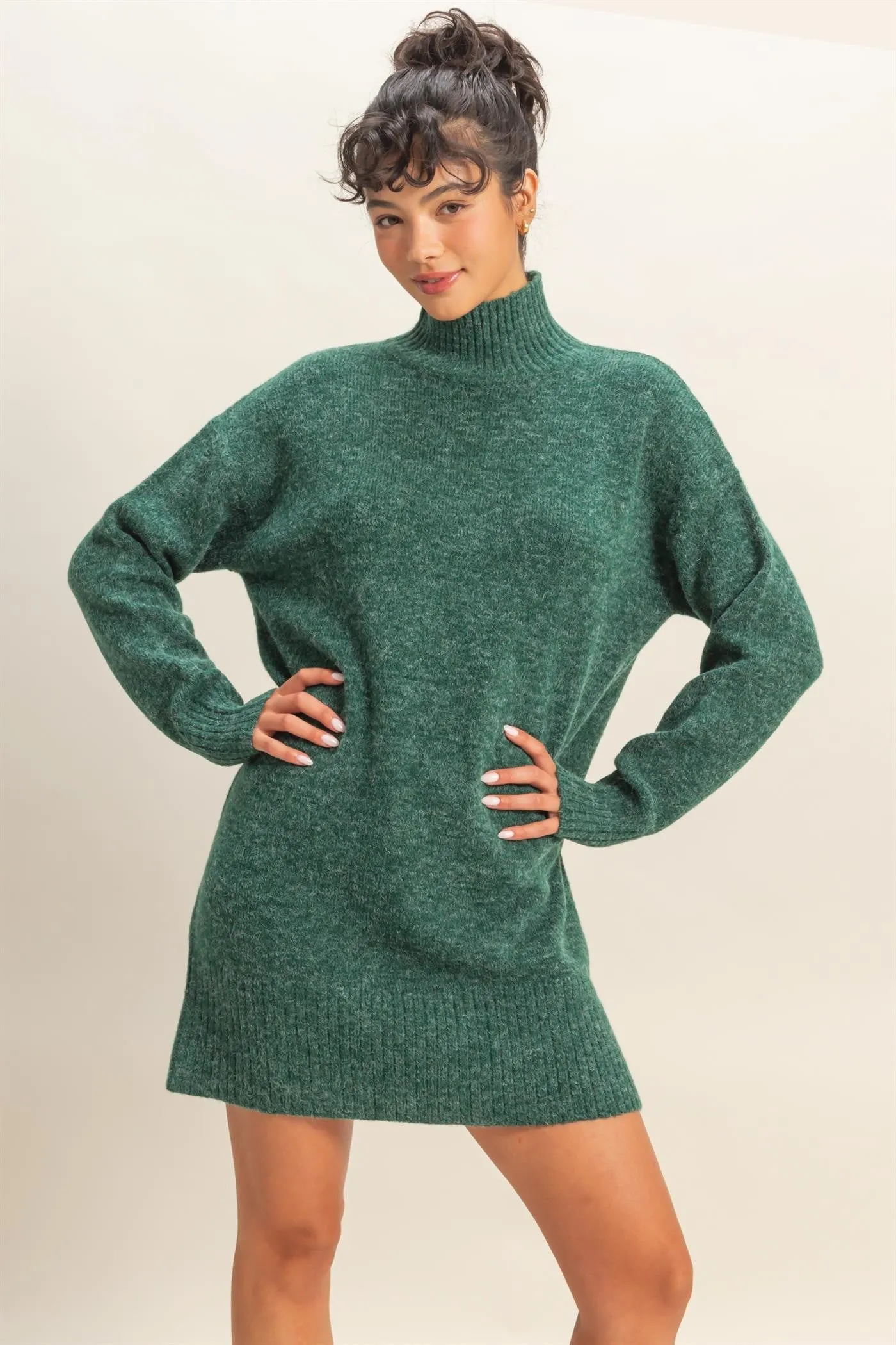 Green High Neck Sweater Maternity Mini Dress sold by Pinkblush product image thumbnail 5